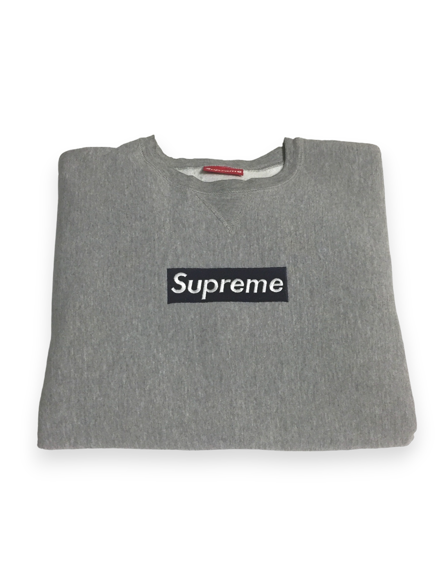 1997 Supreme Navy Grey Box Logo Crewneck