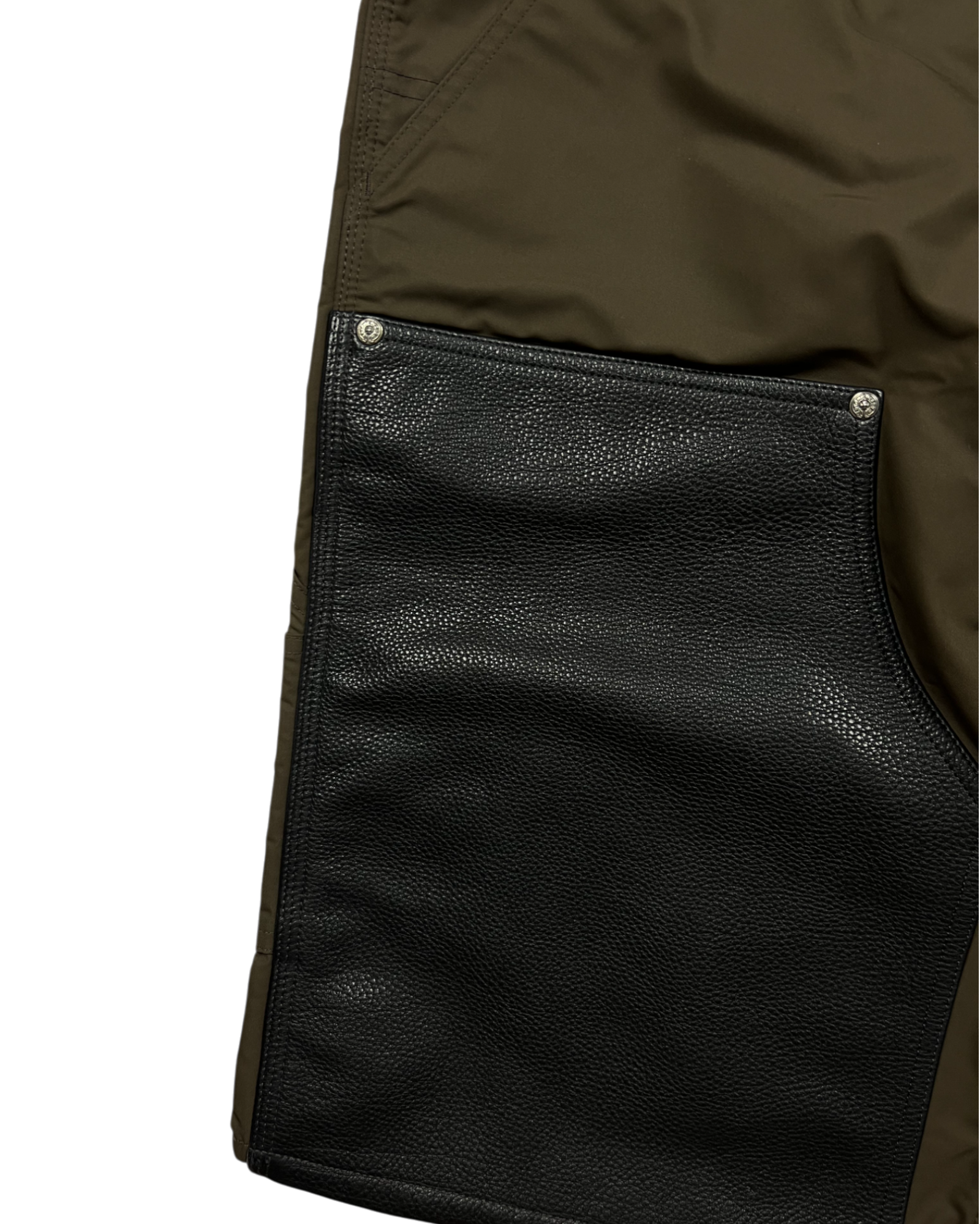 Chrome Hearts Brown Pink Cross Patch Leather Cargo Shorts
