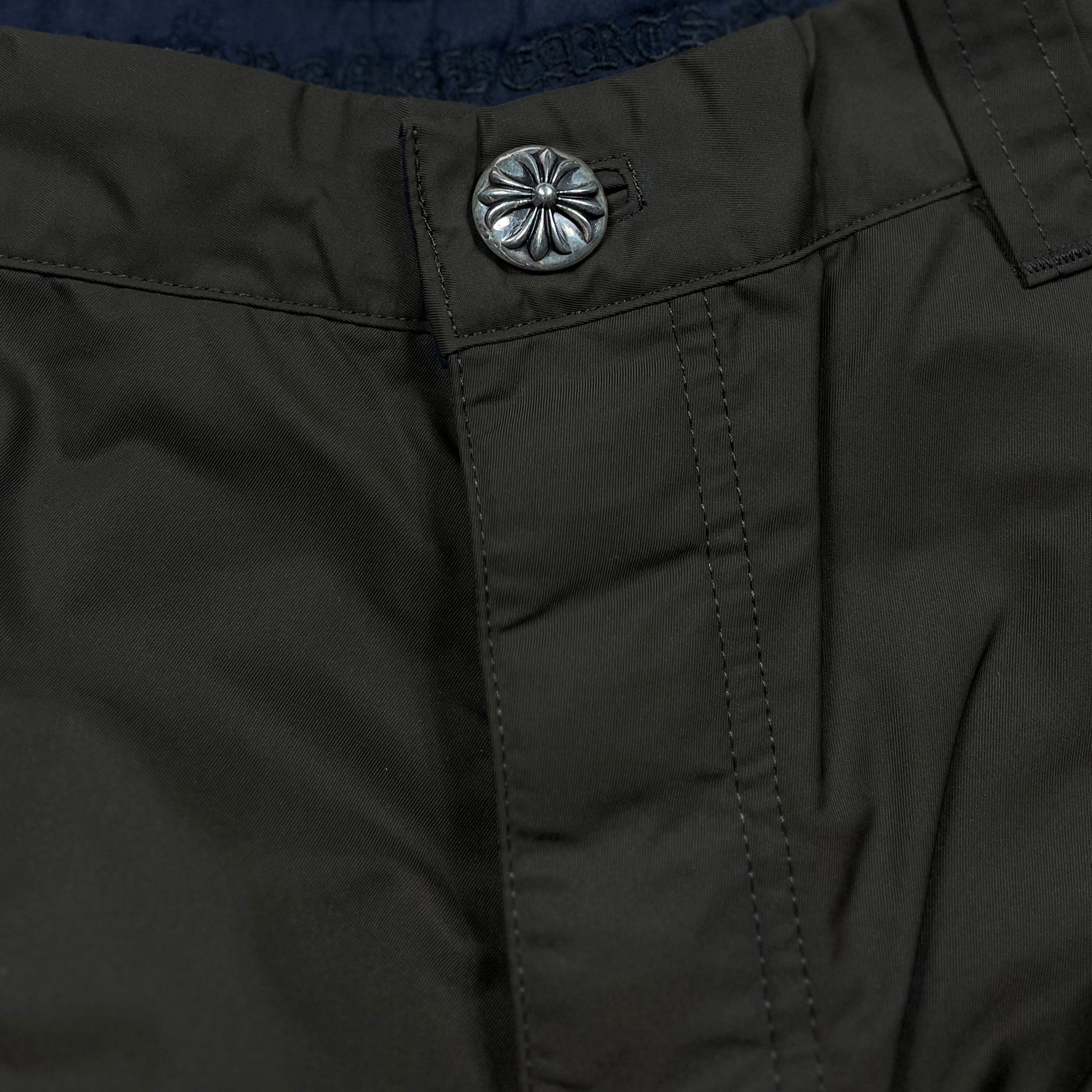 Chrome Hearts Brown Pink Cross Patch Leather Cargo Shorts