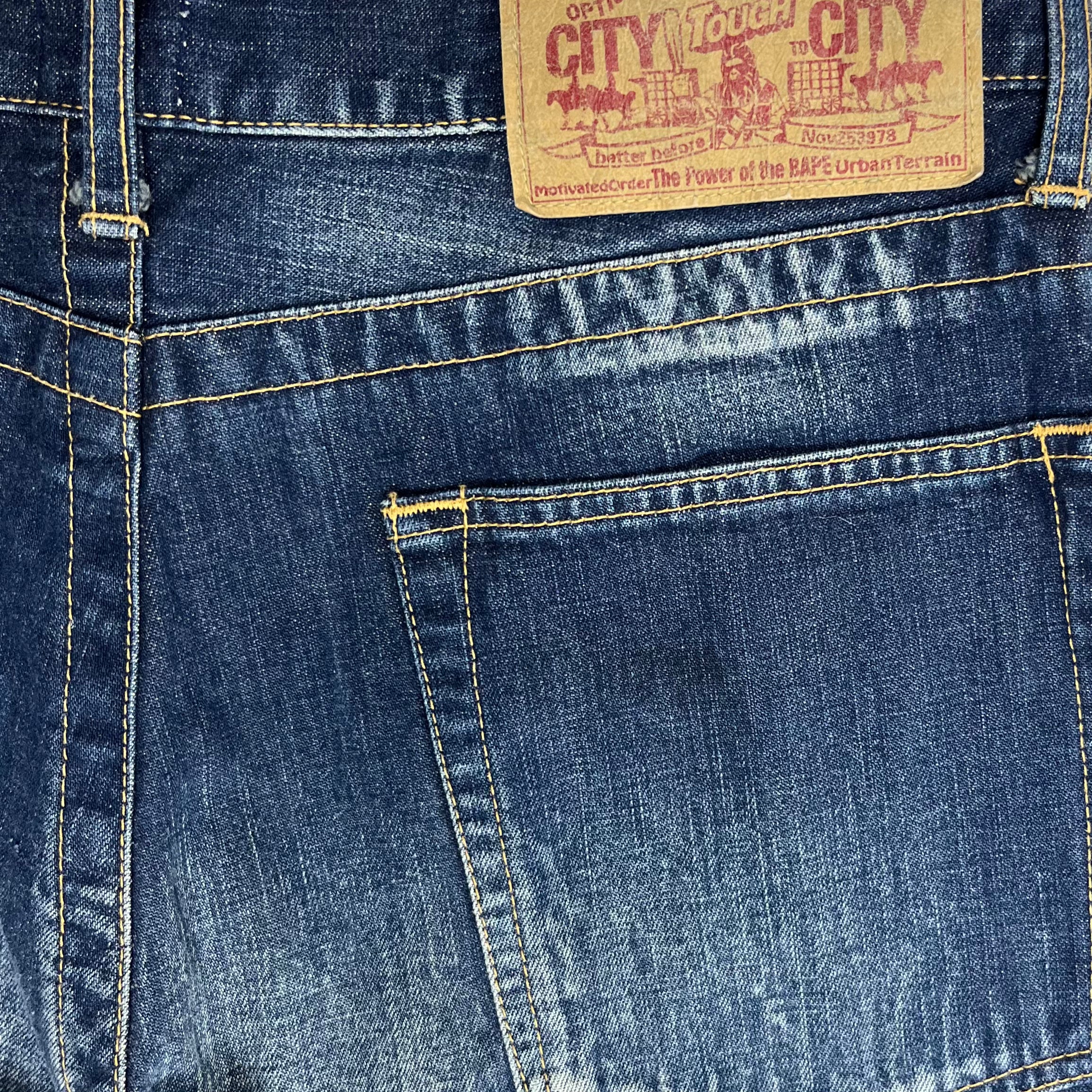 BAPE White Logo Denim Jeans