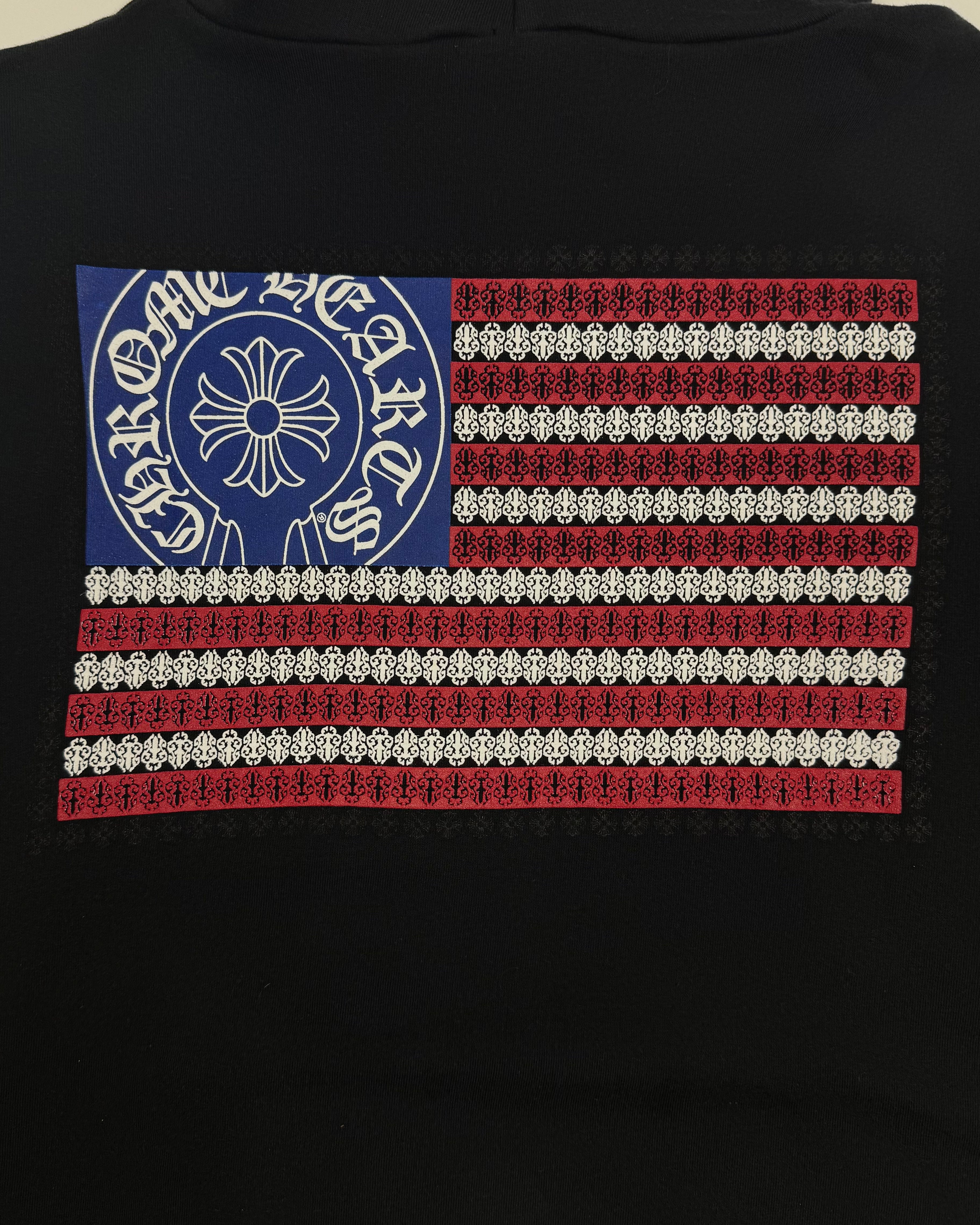 Chrome Hearts Black USA Flag Zip Up Hoodie