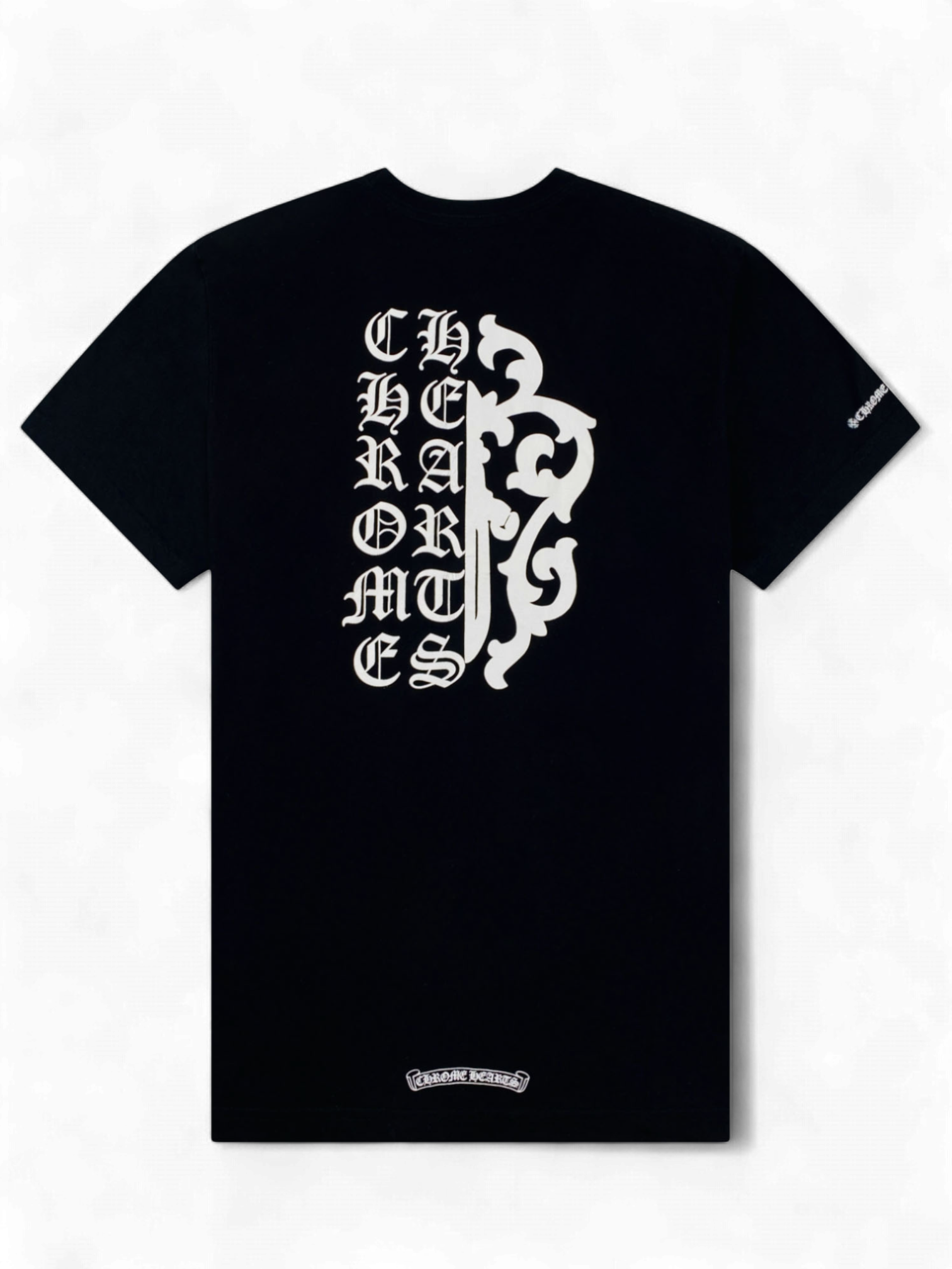 Chrome Hearts Black Dagger Scroll Logo Tee