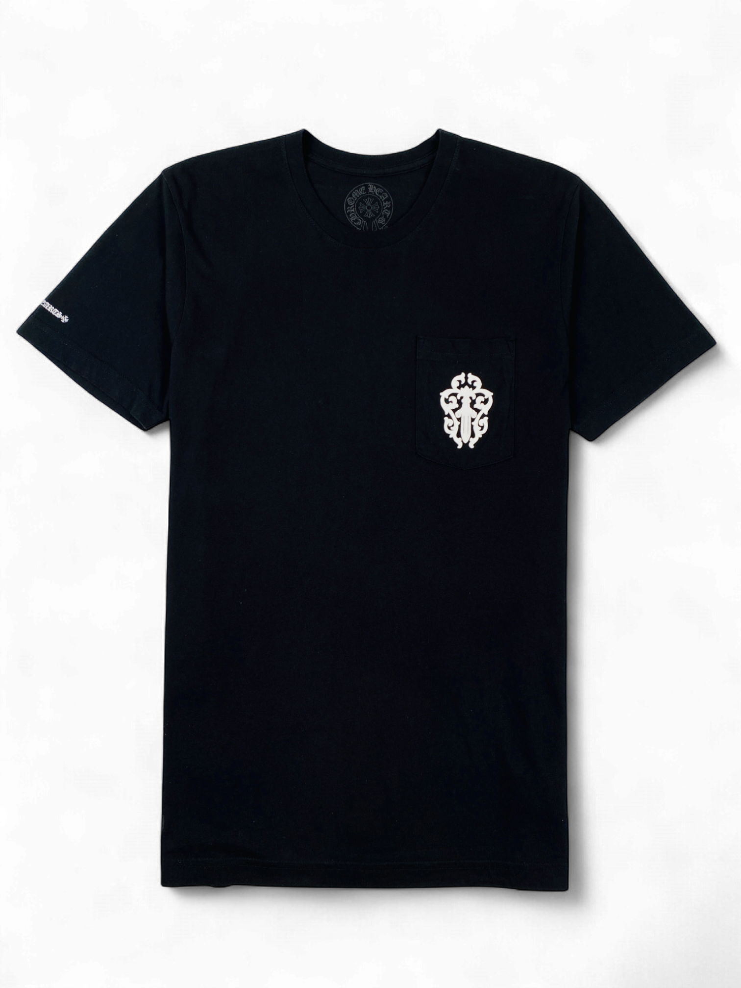 Chrome Hearts Black Dagger Scroll Logo Tee