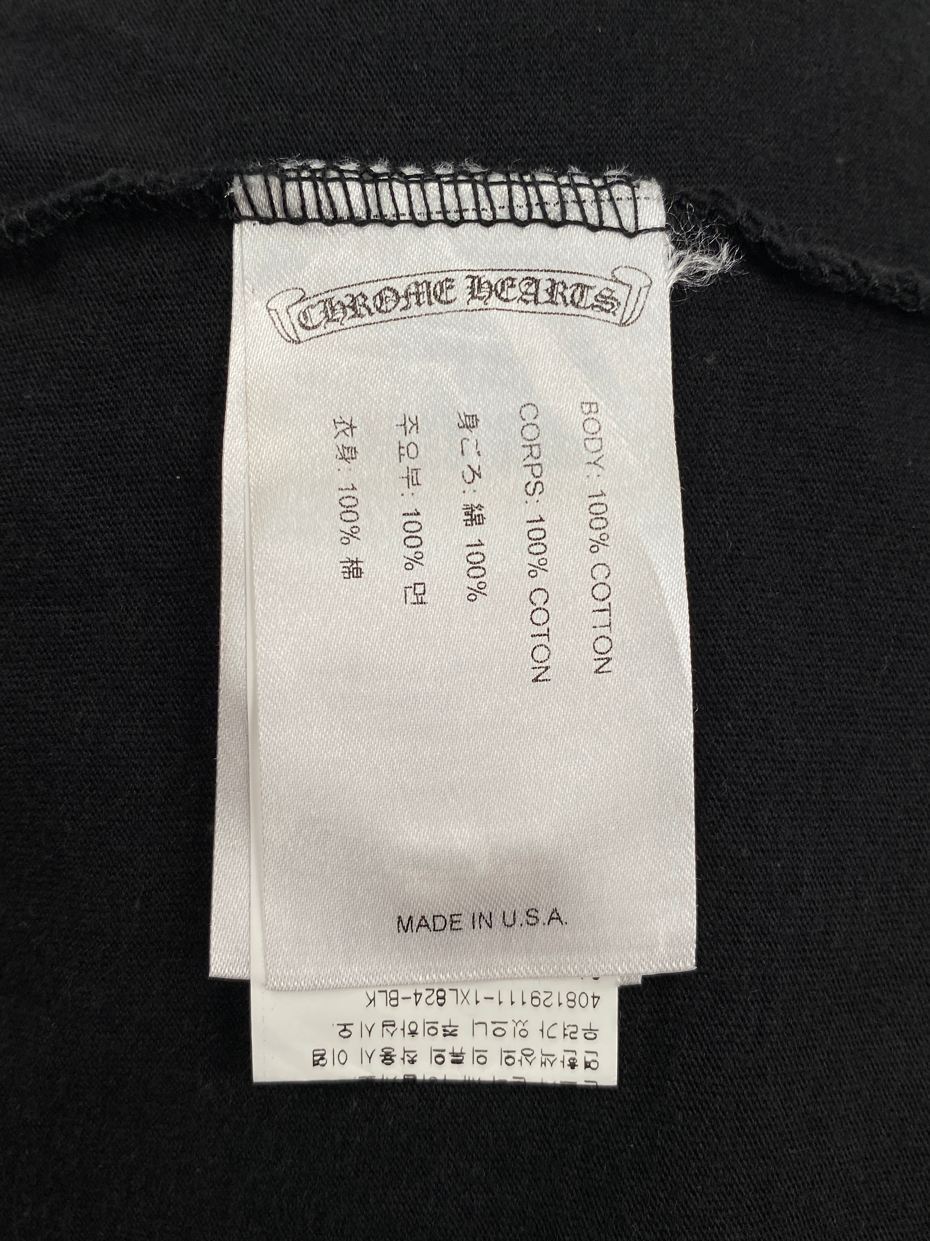 Chrome Hearts Black Dagger Scroll Logo Tee