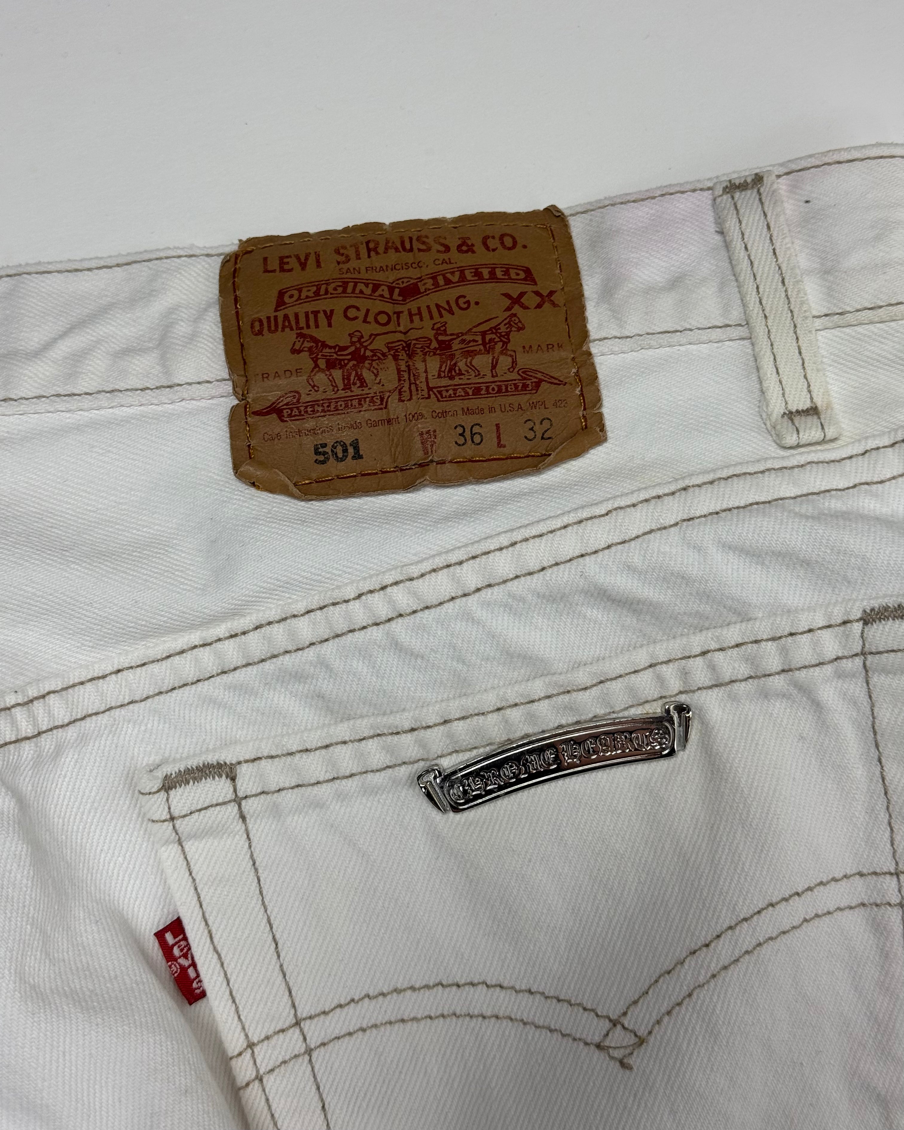 Chrome Hearts White Leopard Cross Patch Black Levi’s Denim Jeans