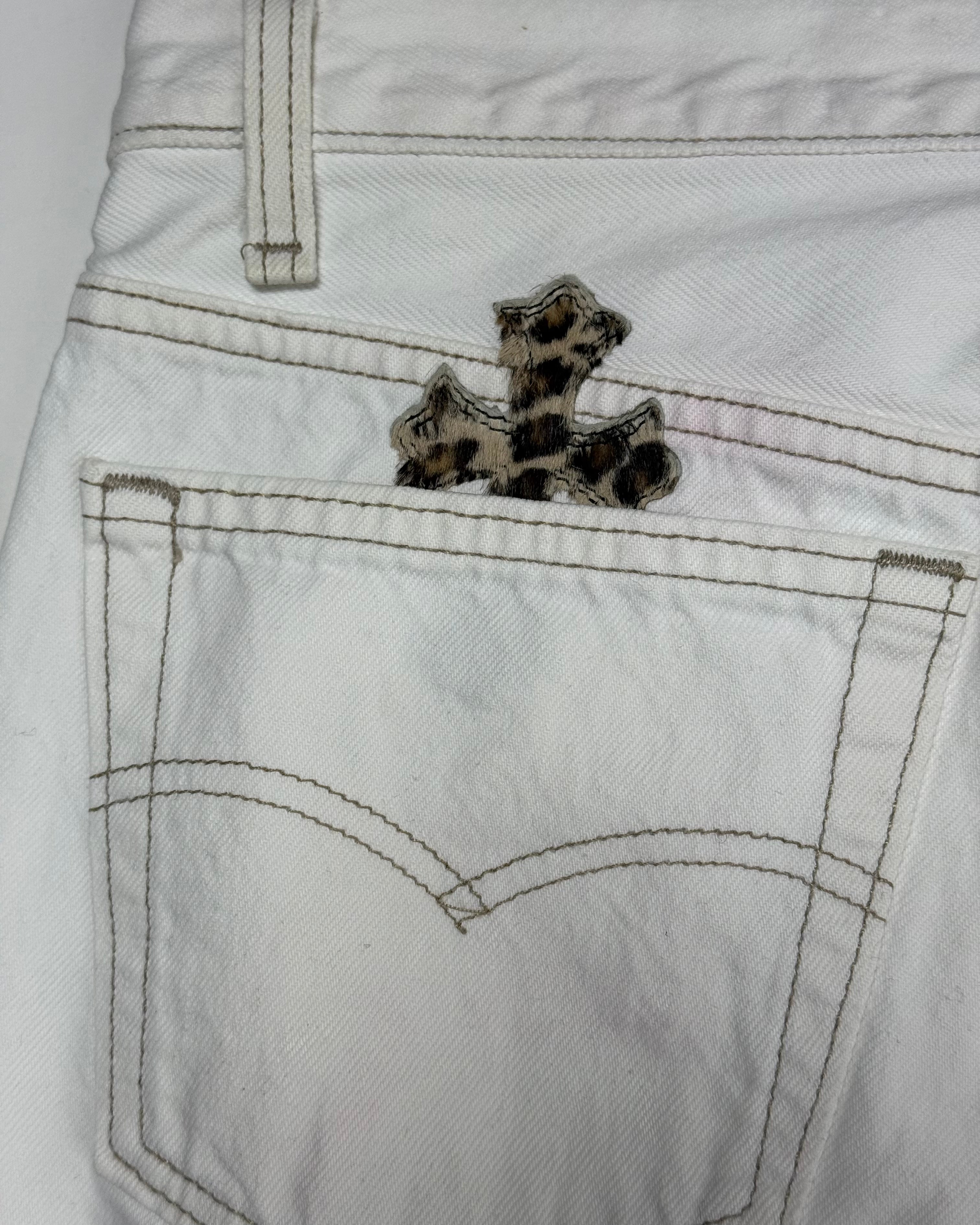 Chrome Hearts White Leopard Cross Patch Black Levi’s Denim Jeans