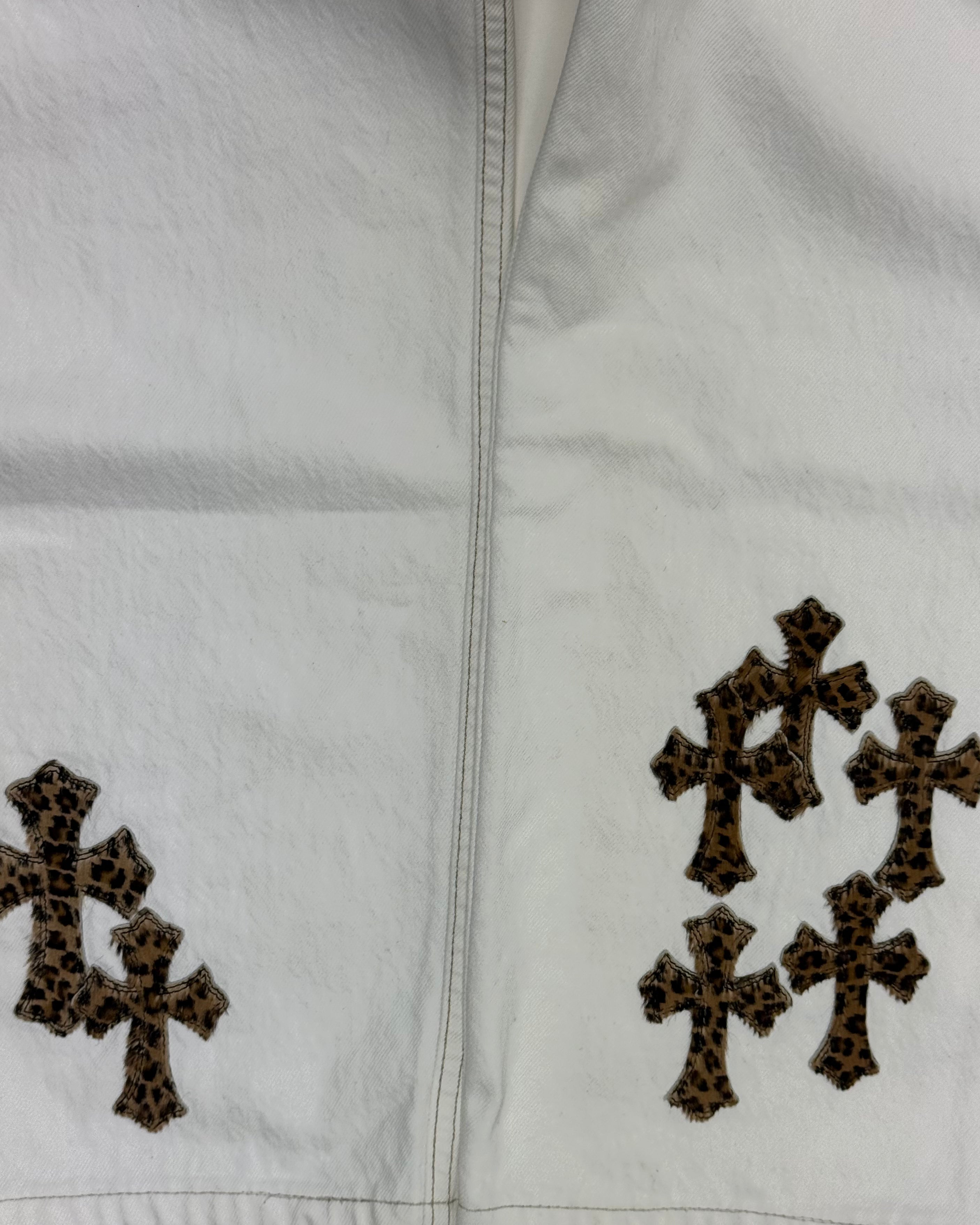 Chrome Hearts White Leopard Cross Patch Black Levi’s Denim Jeans