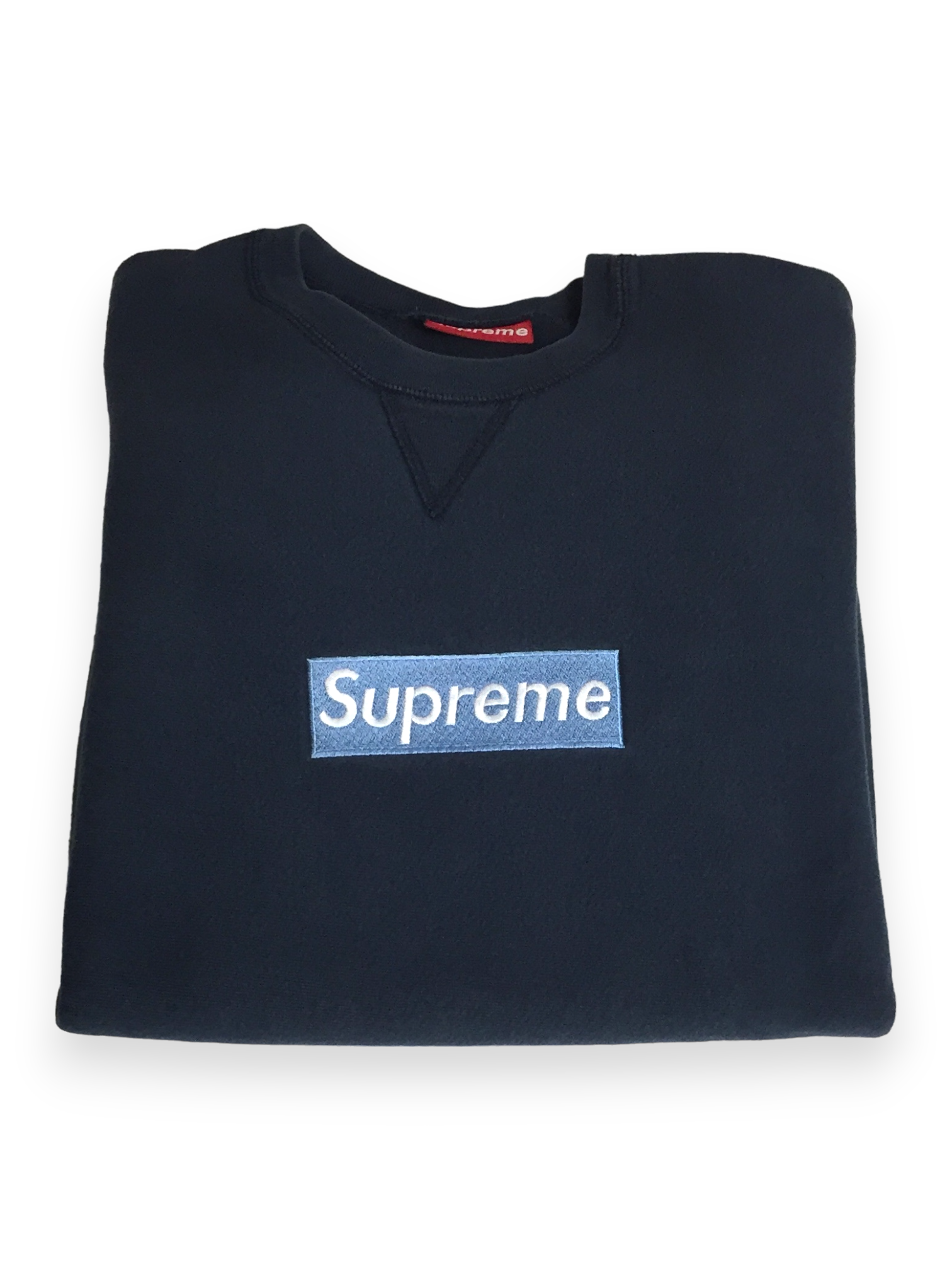 1997 Supreme Ice Blue Navy Box Logo Crewneck