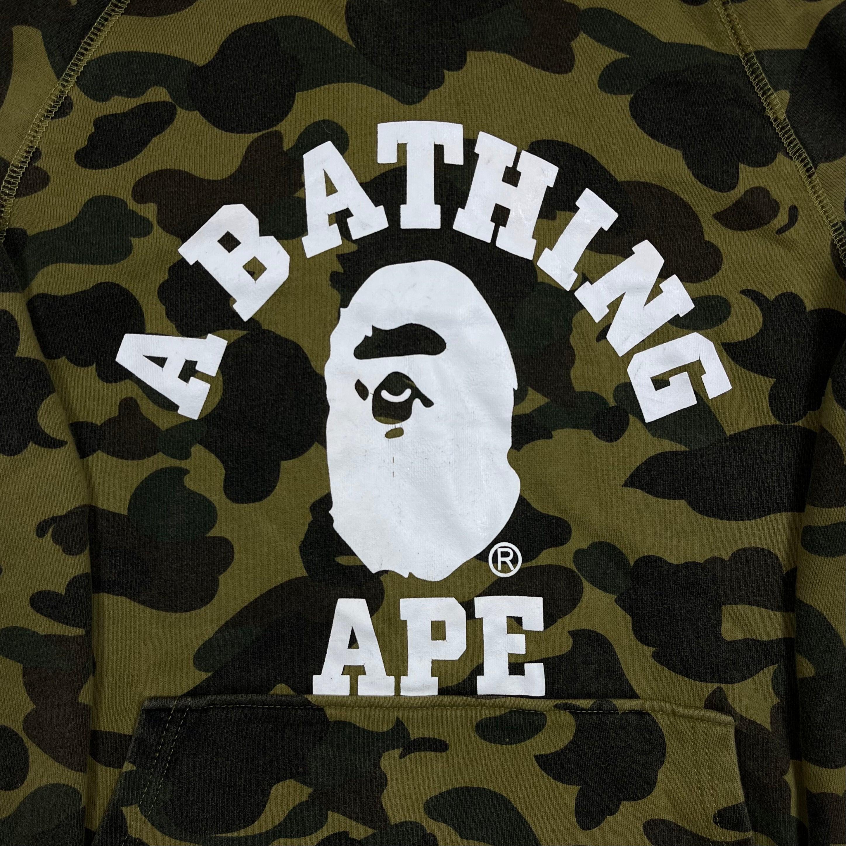 BAPE Green Camo College Logo Hoodie