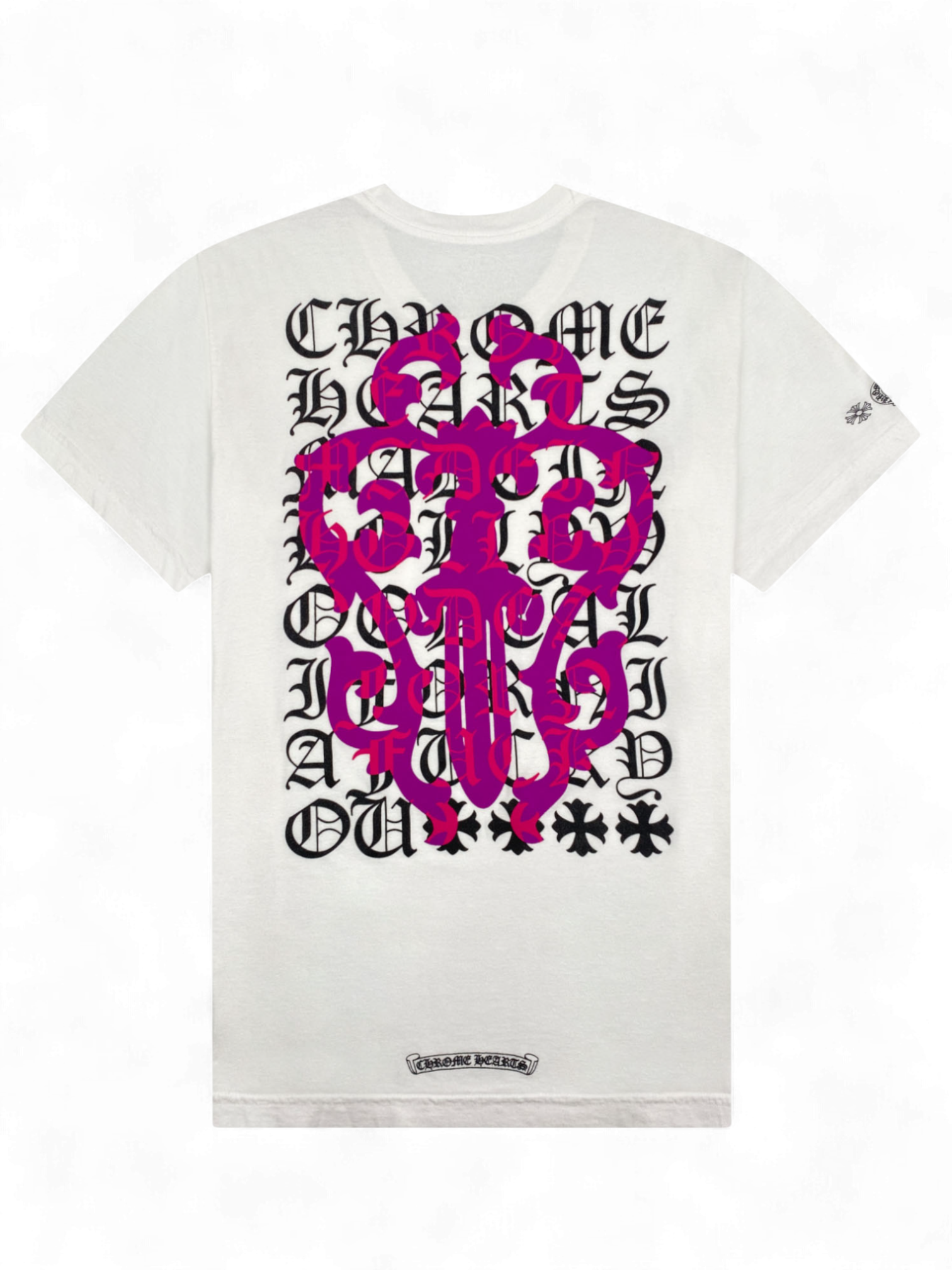 Chrome Hearts White Pink Dagger Logo Tee