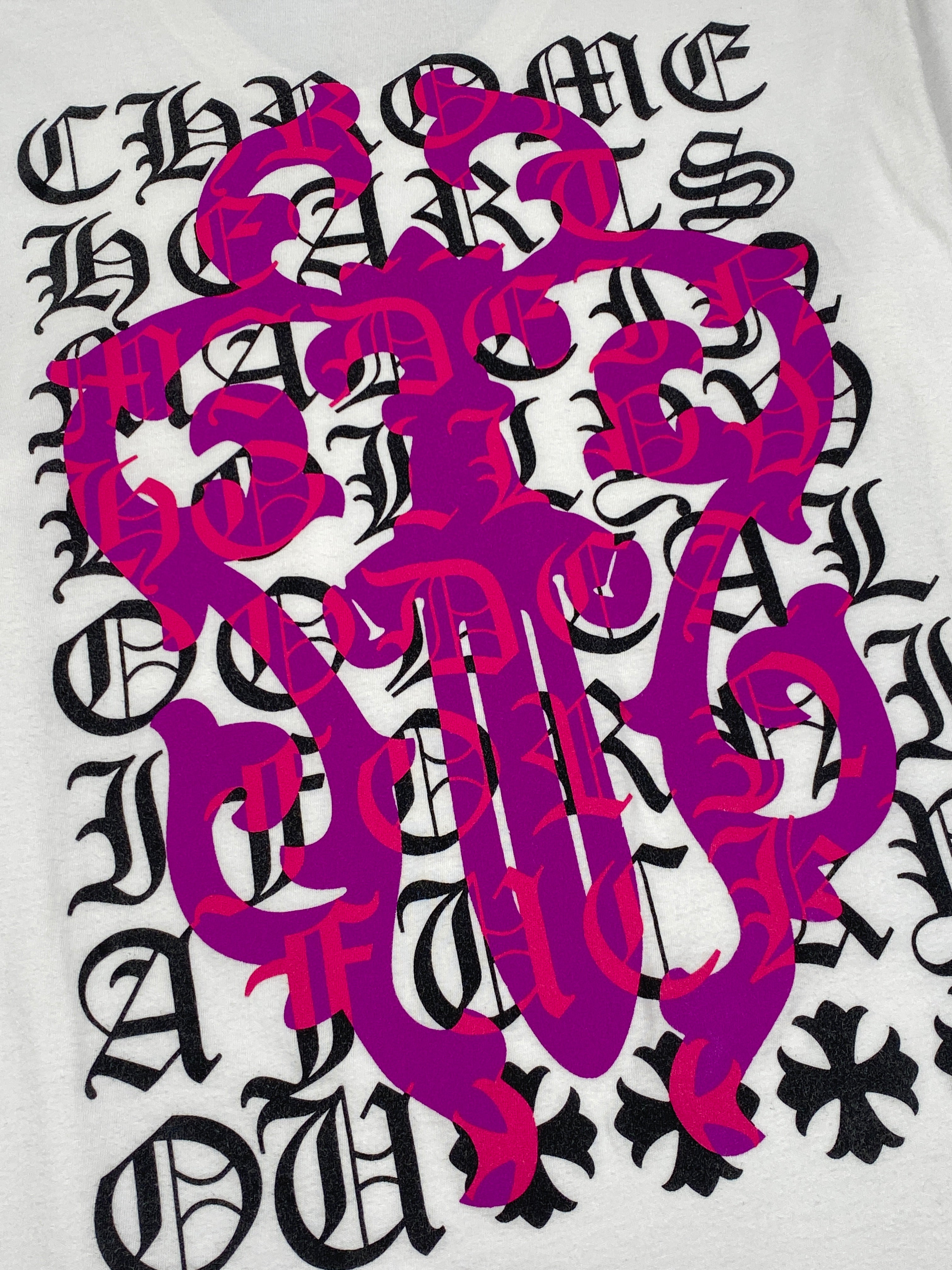Chrome Hearts White Pink Dagger Logo Tee