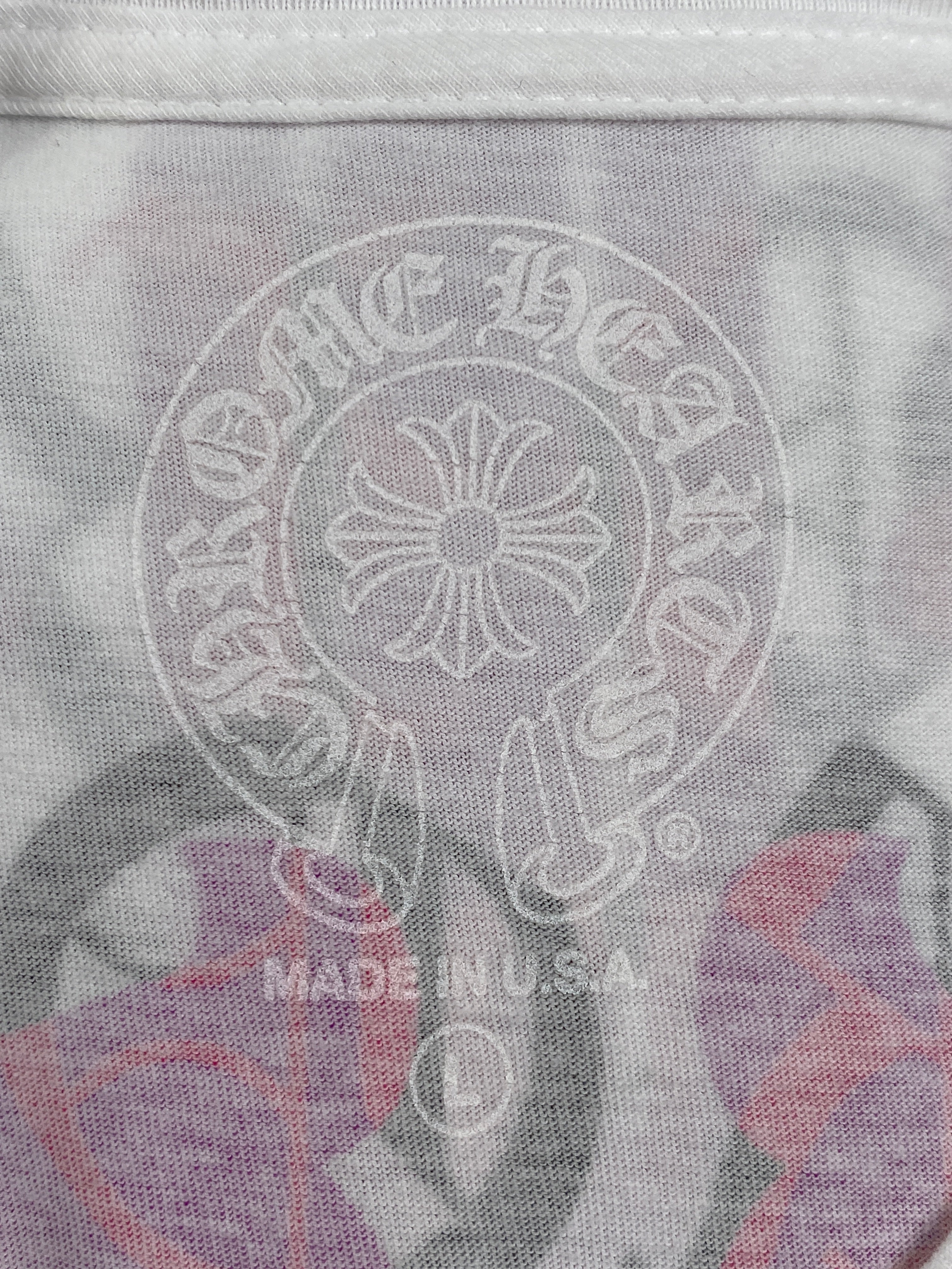 Chrome Hearts White Pink Dagger Logo Tee
