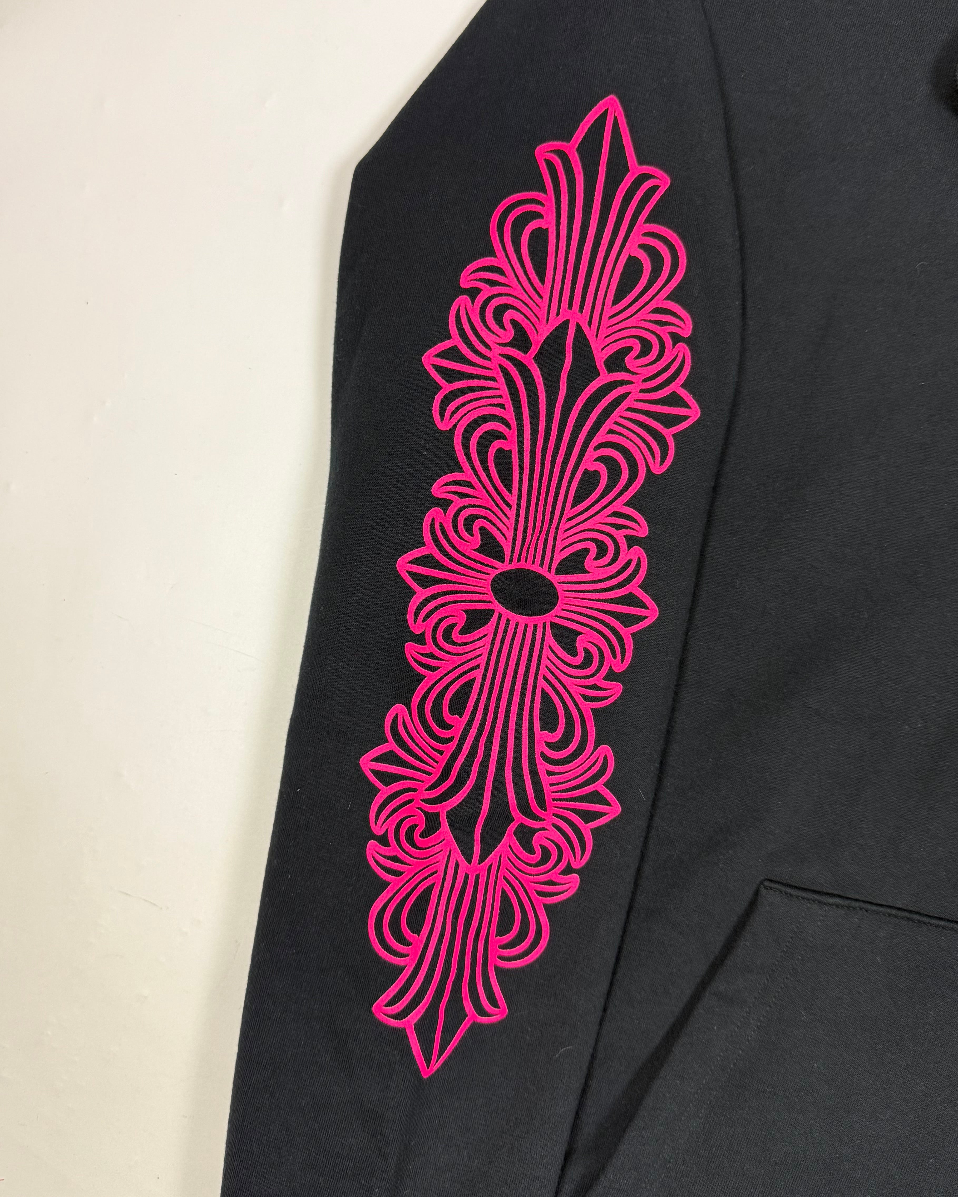 Chrome Hearts Floral Horseshoe Logo Black Pink Zip Up Hoodie