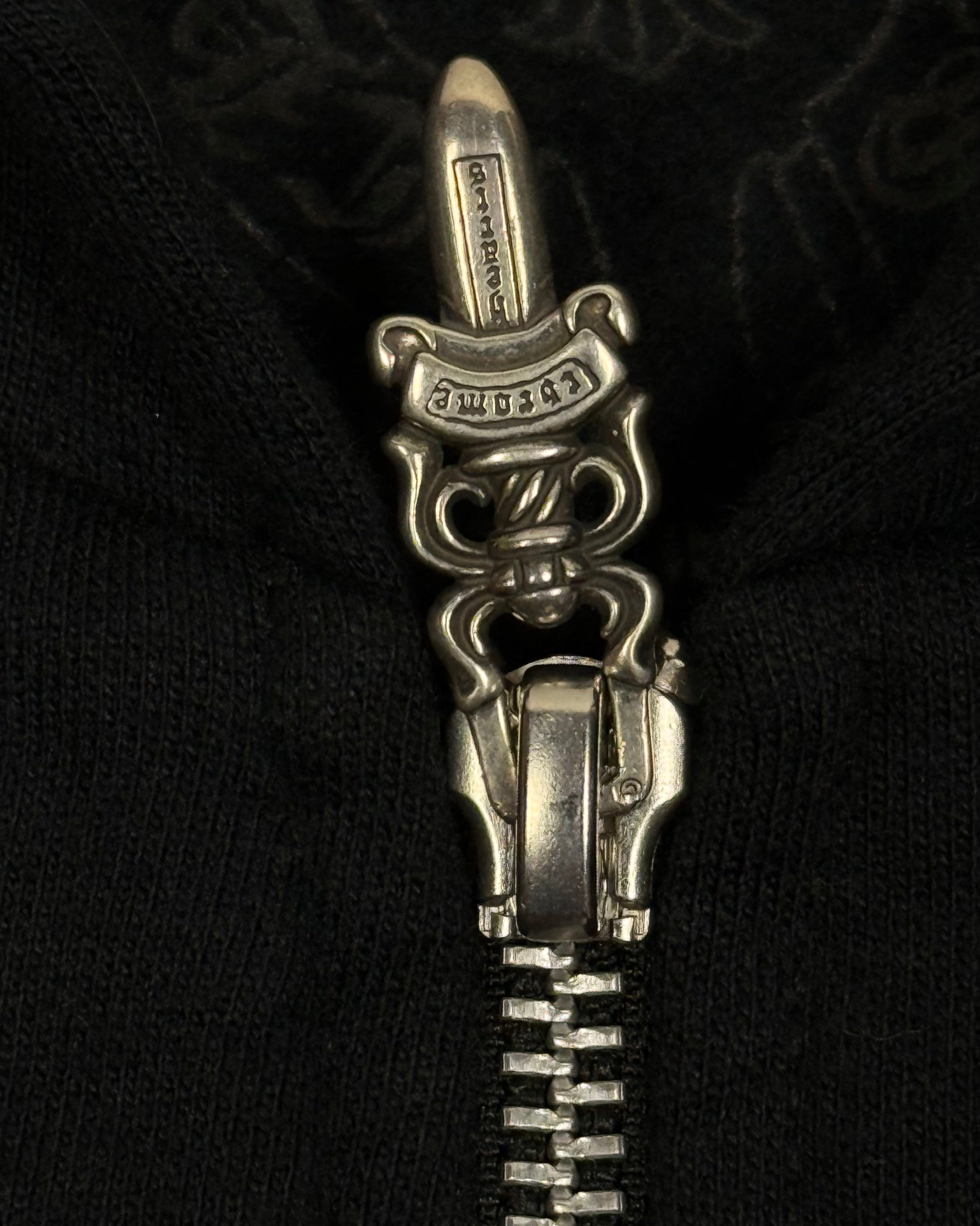 Chrome Hearts Floral Horseshoe Logo Black Pink Zip Up Hoodie