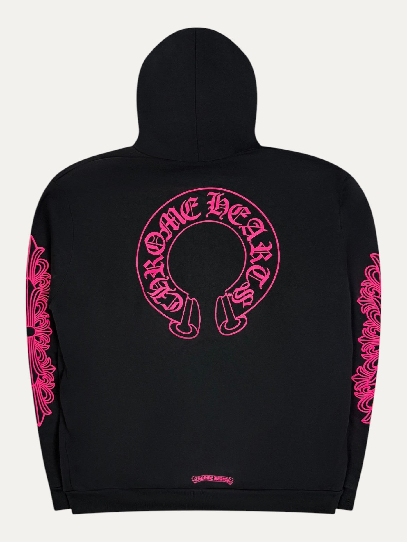Chrome Hearts Floral Horseshoe Logo Black Pink Zip Up Hoodie