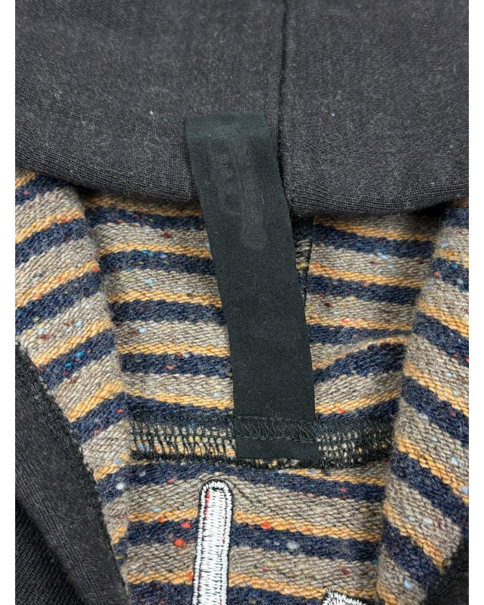 Chrome Hearts Matty Boy Grey Striped Embroidered "Be Aware" Zip-Up Hoodie