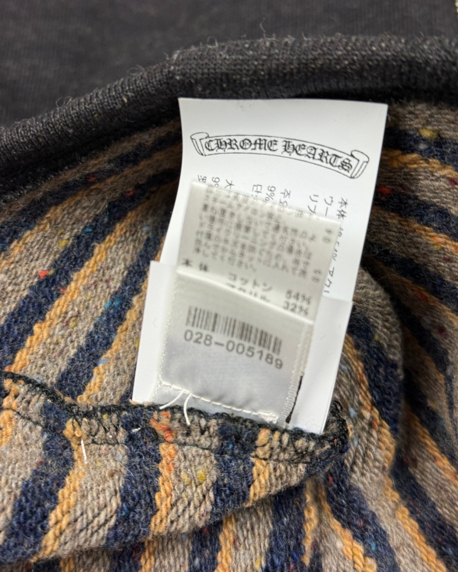 Chrome Hearts Matty Boy Grey Striped Embroidered "Be Aware" Zip-Up Hoodie