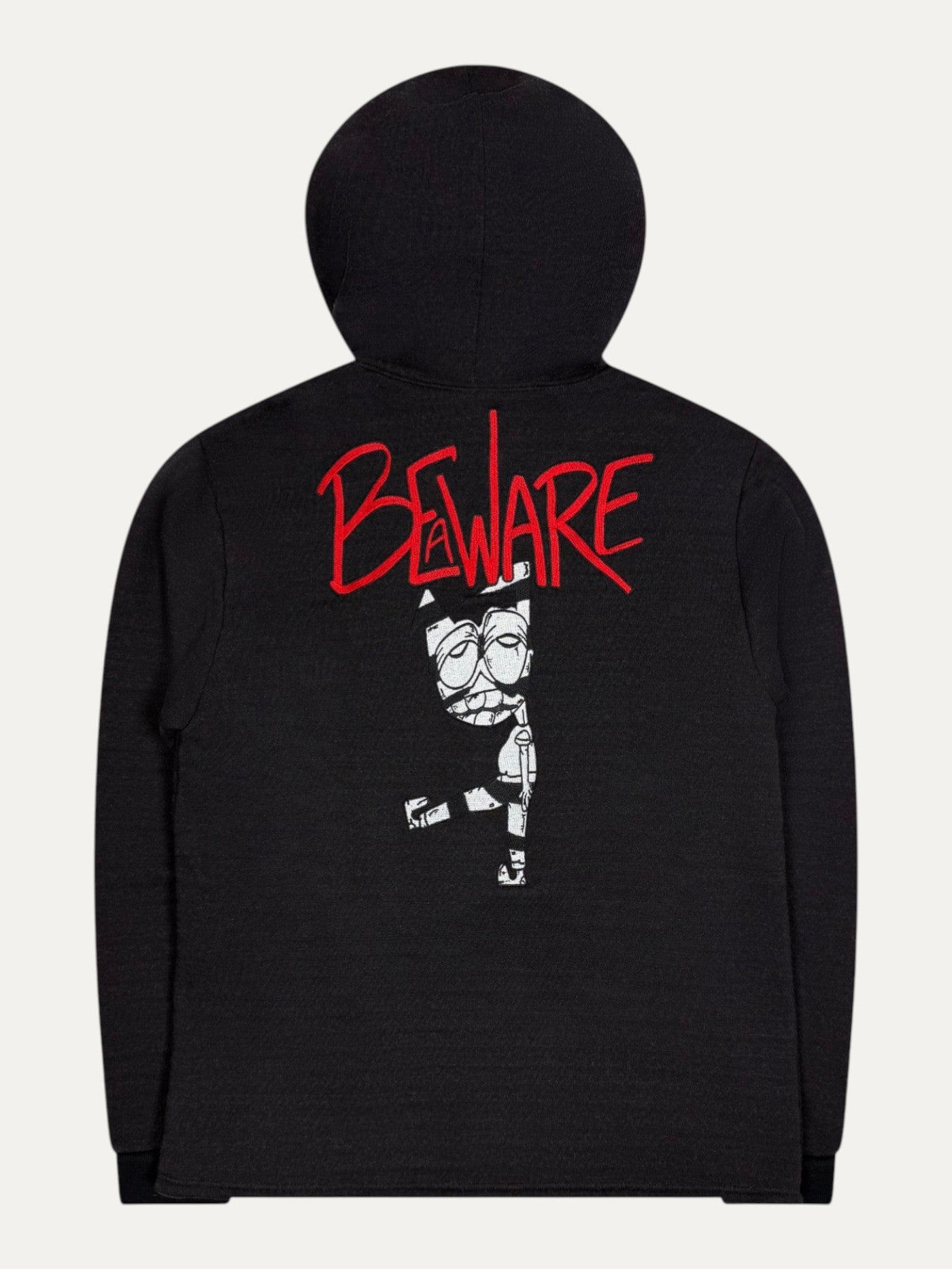Chrome Hearts Matty Boy Grey Striped Embroidered "Be Aware" Zip-Up Hoodie