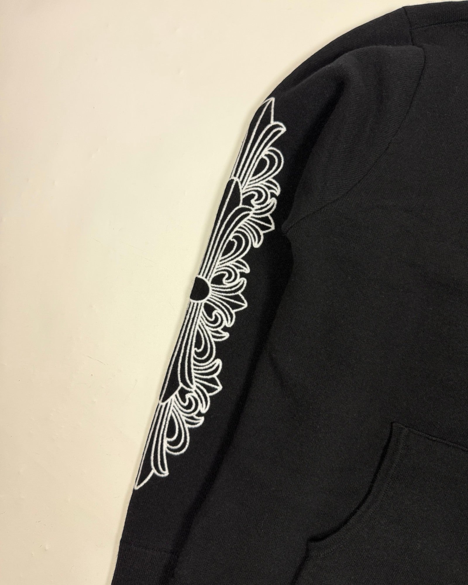 Chrome Hearts Cashmere Embroidered Floral Black Hoodie