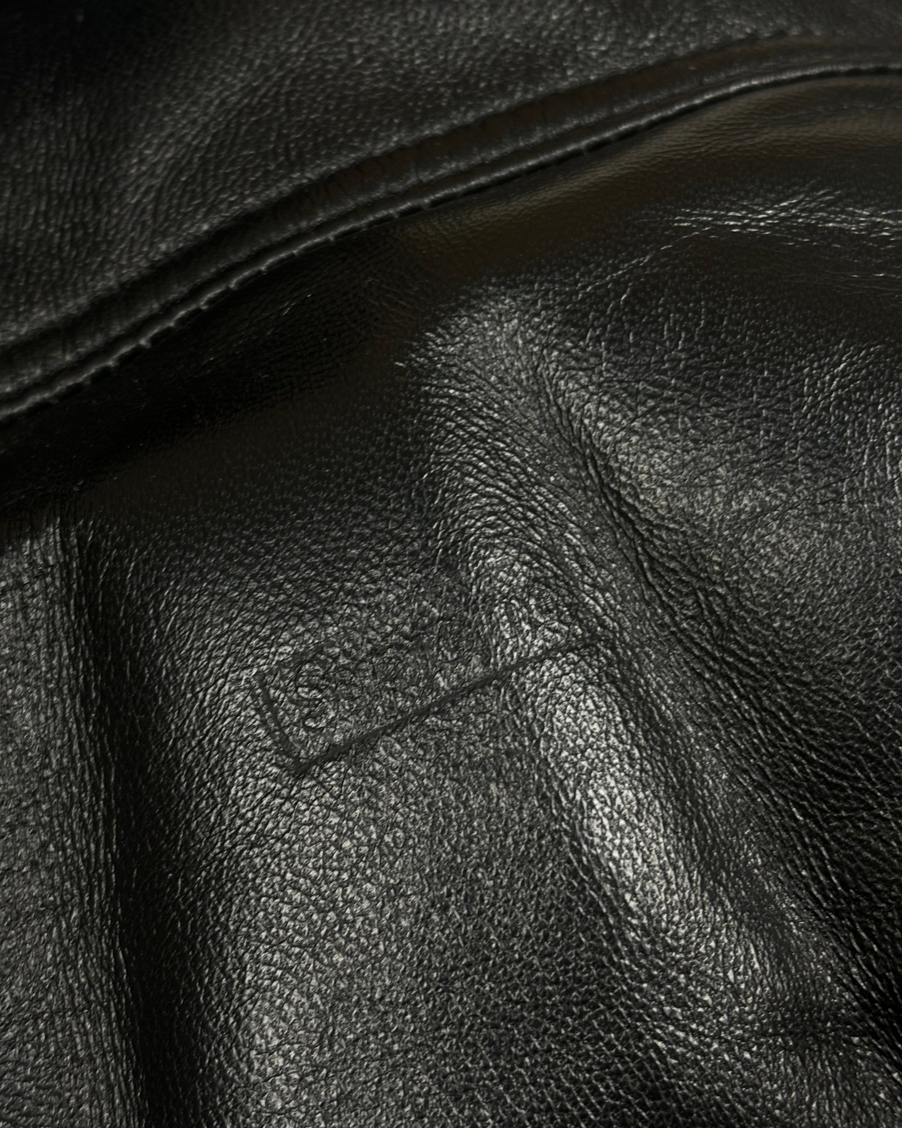 2021 Supreme x Schott Shearling Collar Leather Puffer Jacket