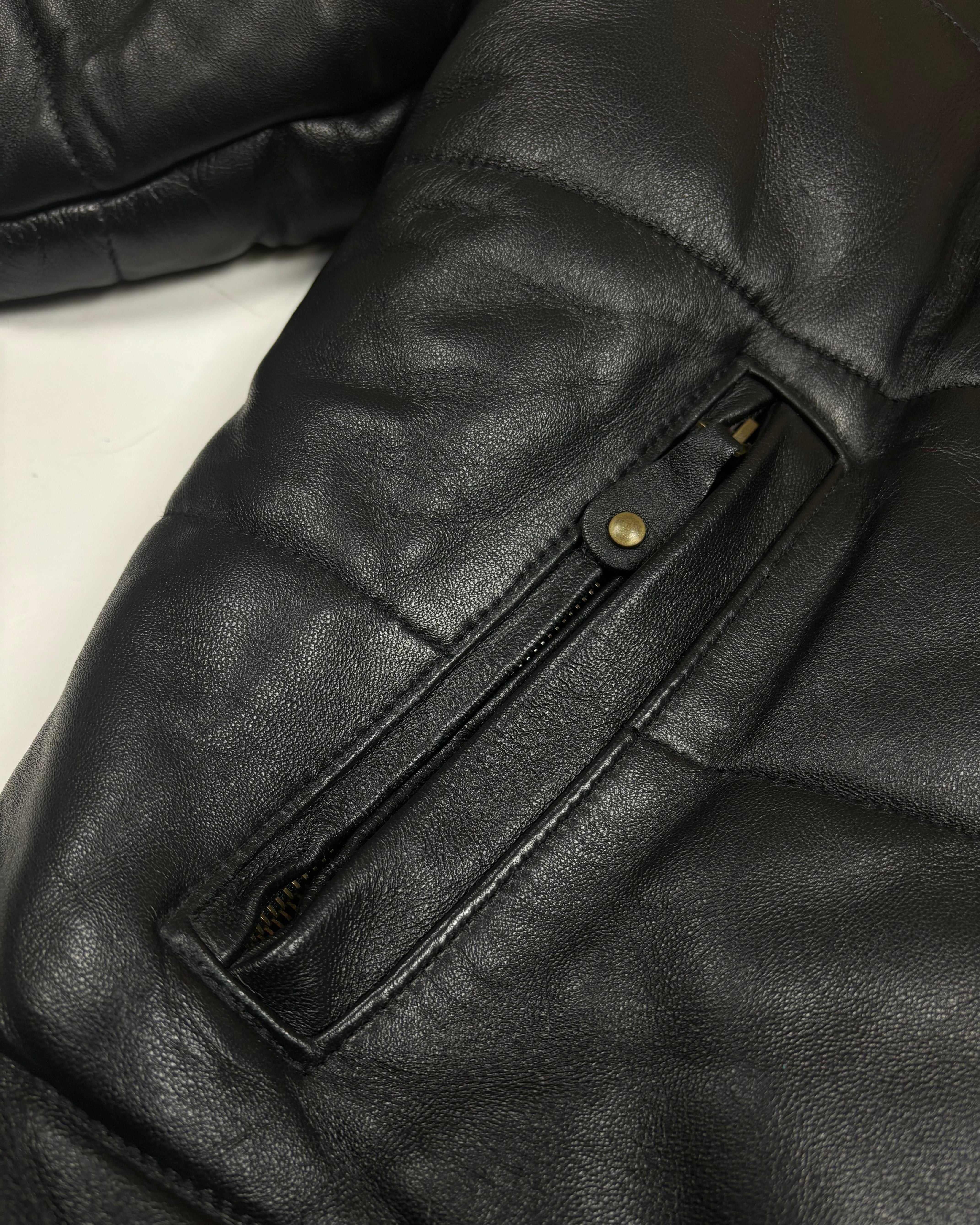 2021 Supreme x Schott Shearling Collar Leather Puffer Jacket