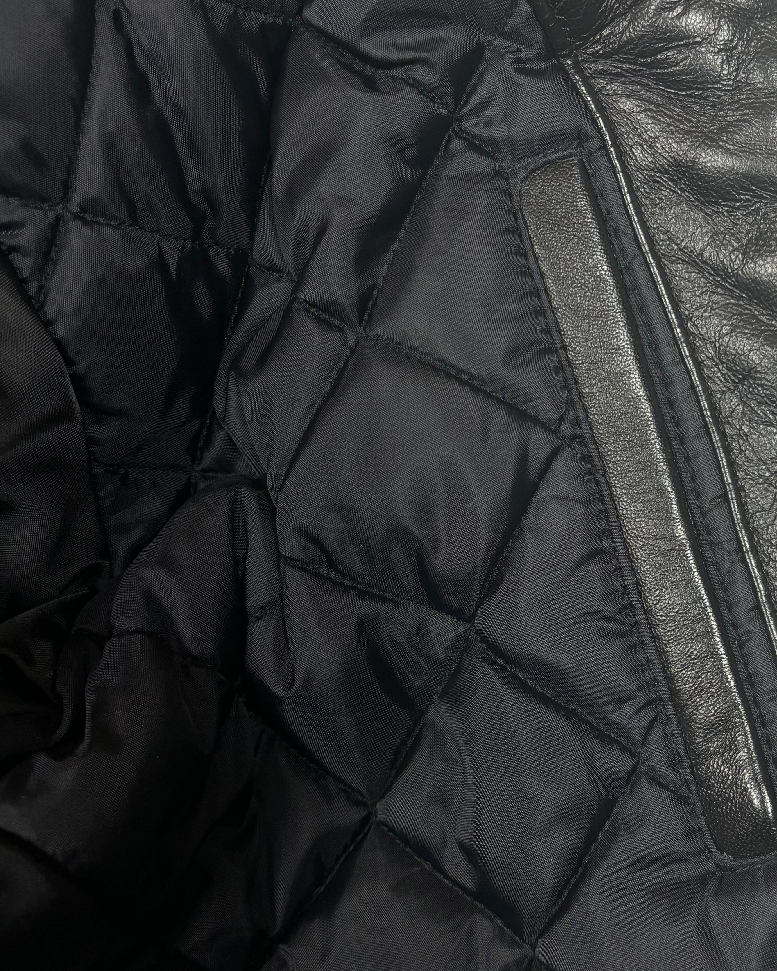 2021 Supreme x Schott Shearling Collar Leather Puffer Jacket