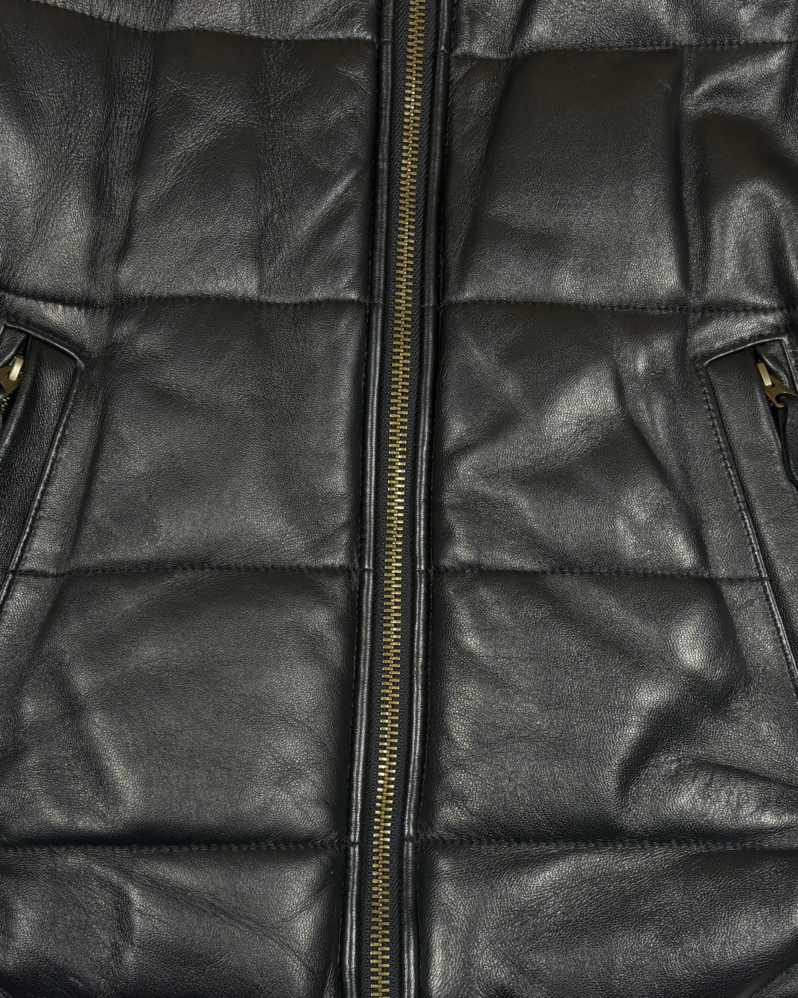 2021 Supreme x Schott Shearling Collar Leather Puffer Jacket