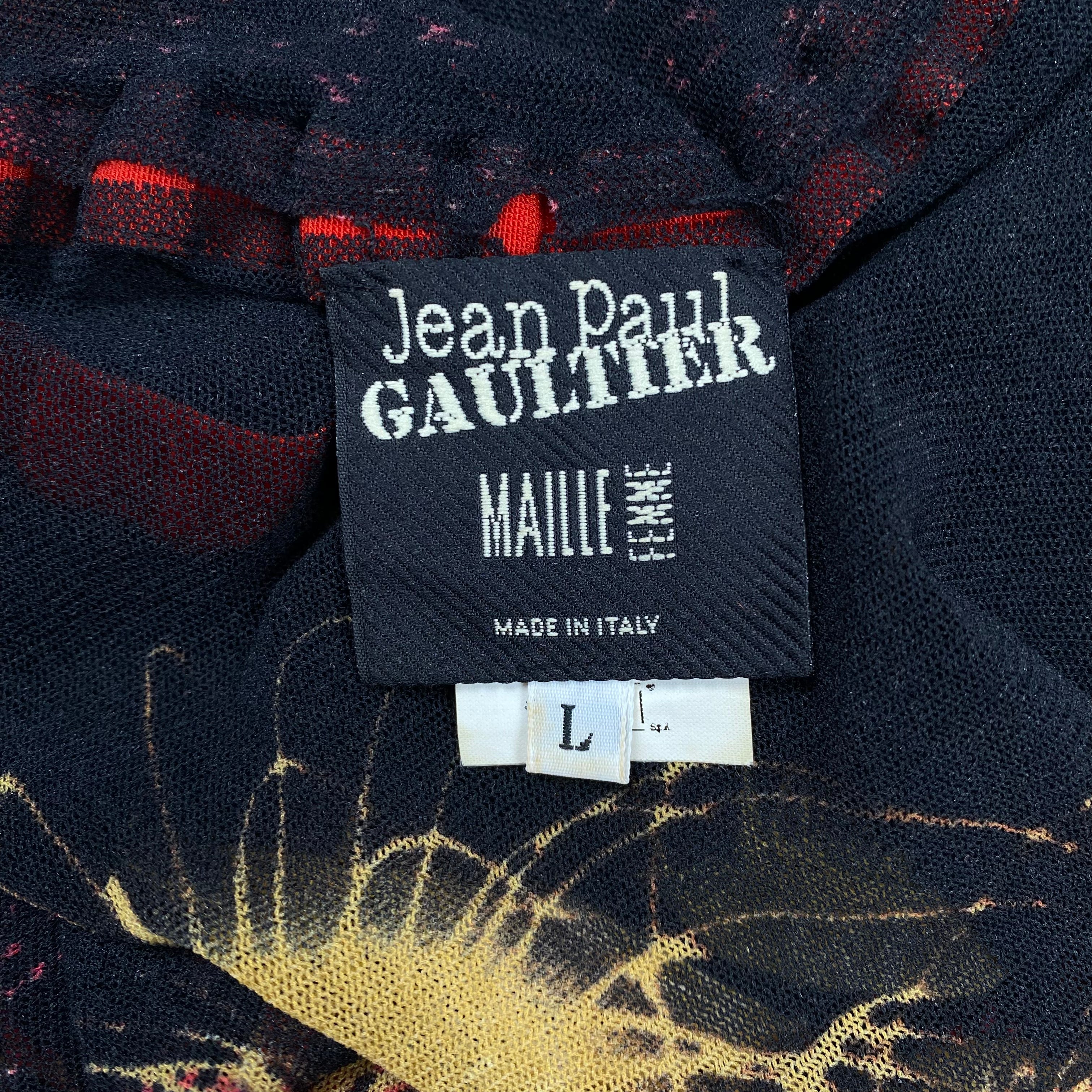 Jean Paul Gaultier JPG Pigalle Mesh Long Sleeve Top Black Red