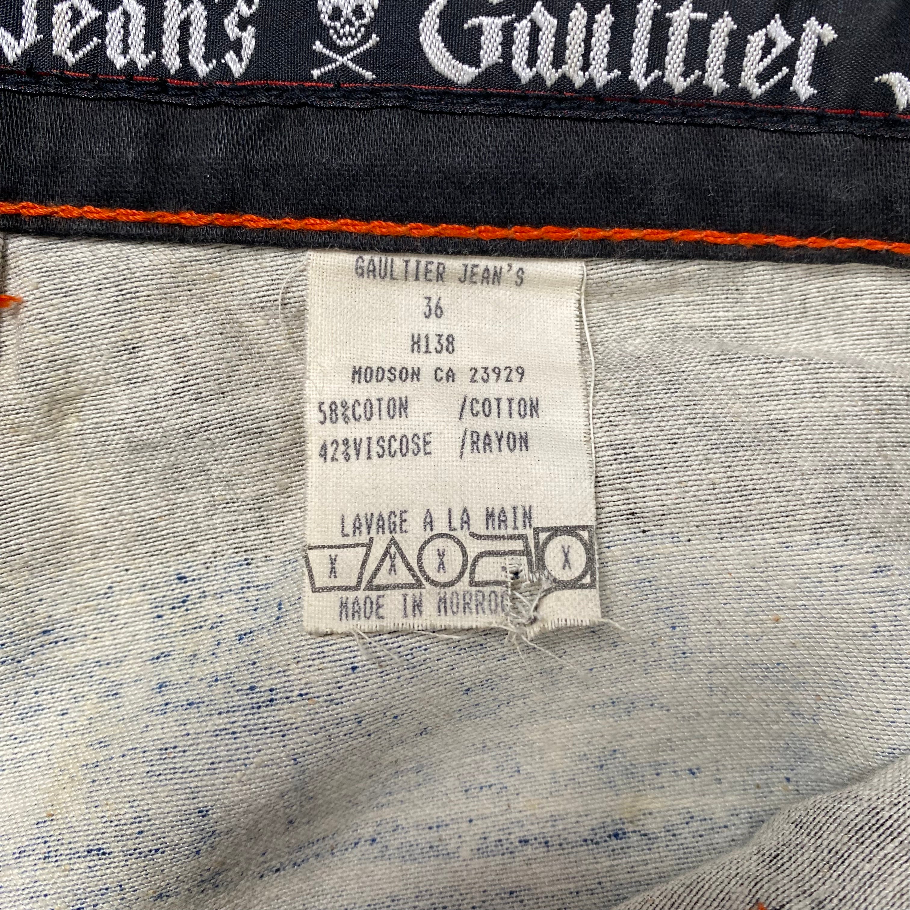 Jean Paul Gaultier JPG Tattoo Print Straight Leg Jeans