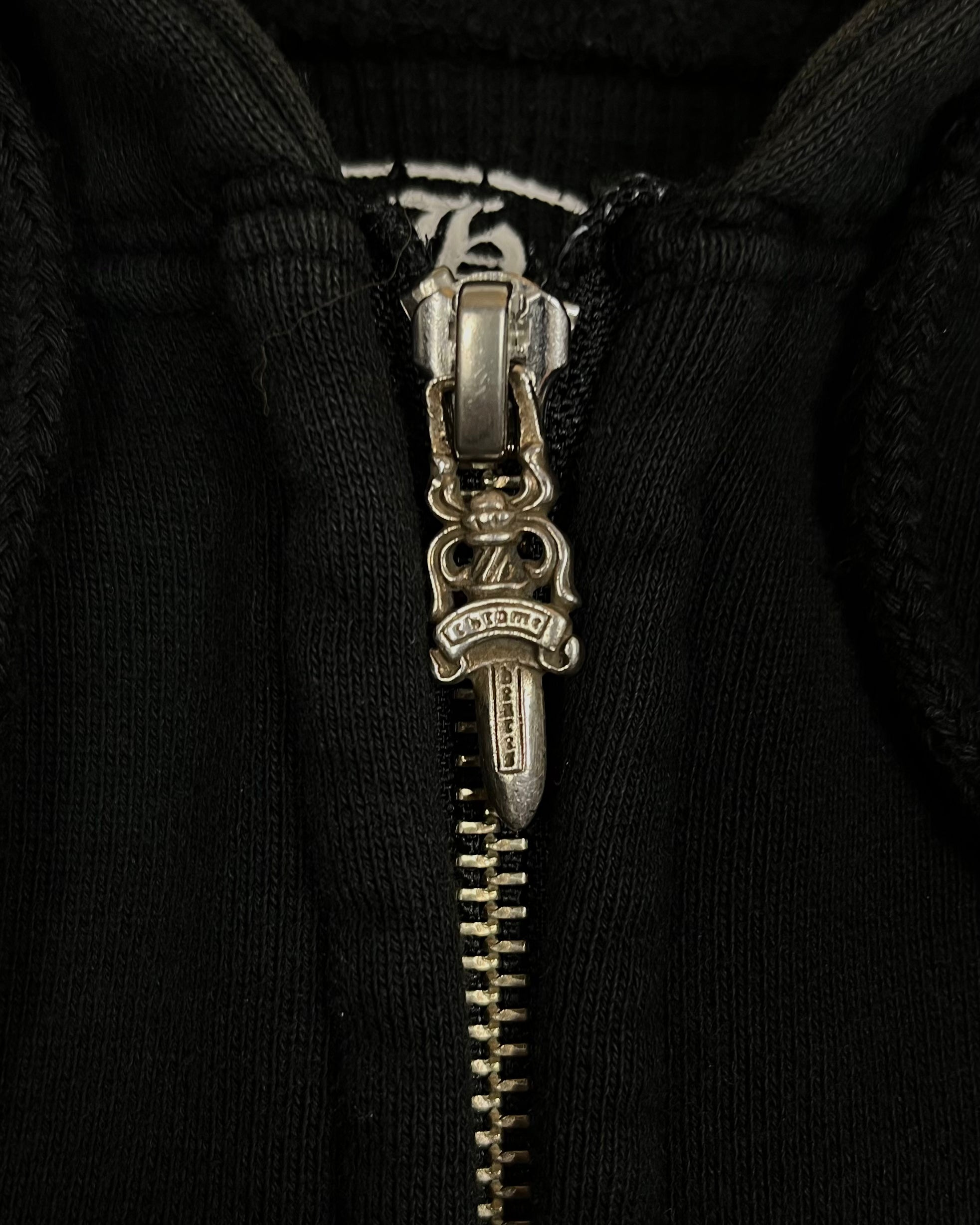 Chrome Hearts Black Horseshoe Zip Up Logo Hoodie