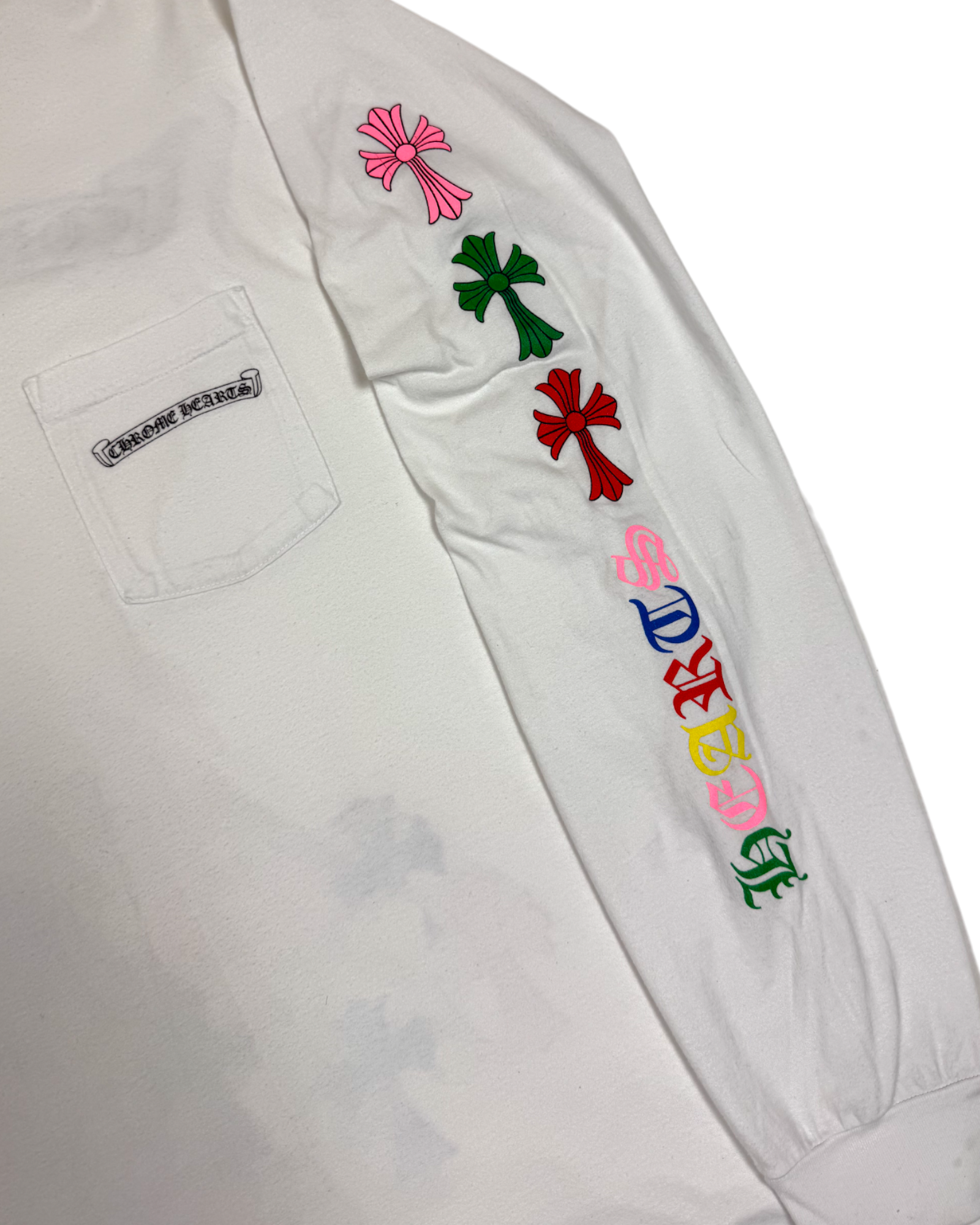 Chrome Hearts White Multi Color Cross Longsleeve
