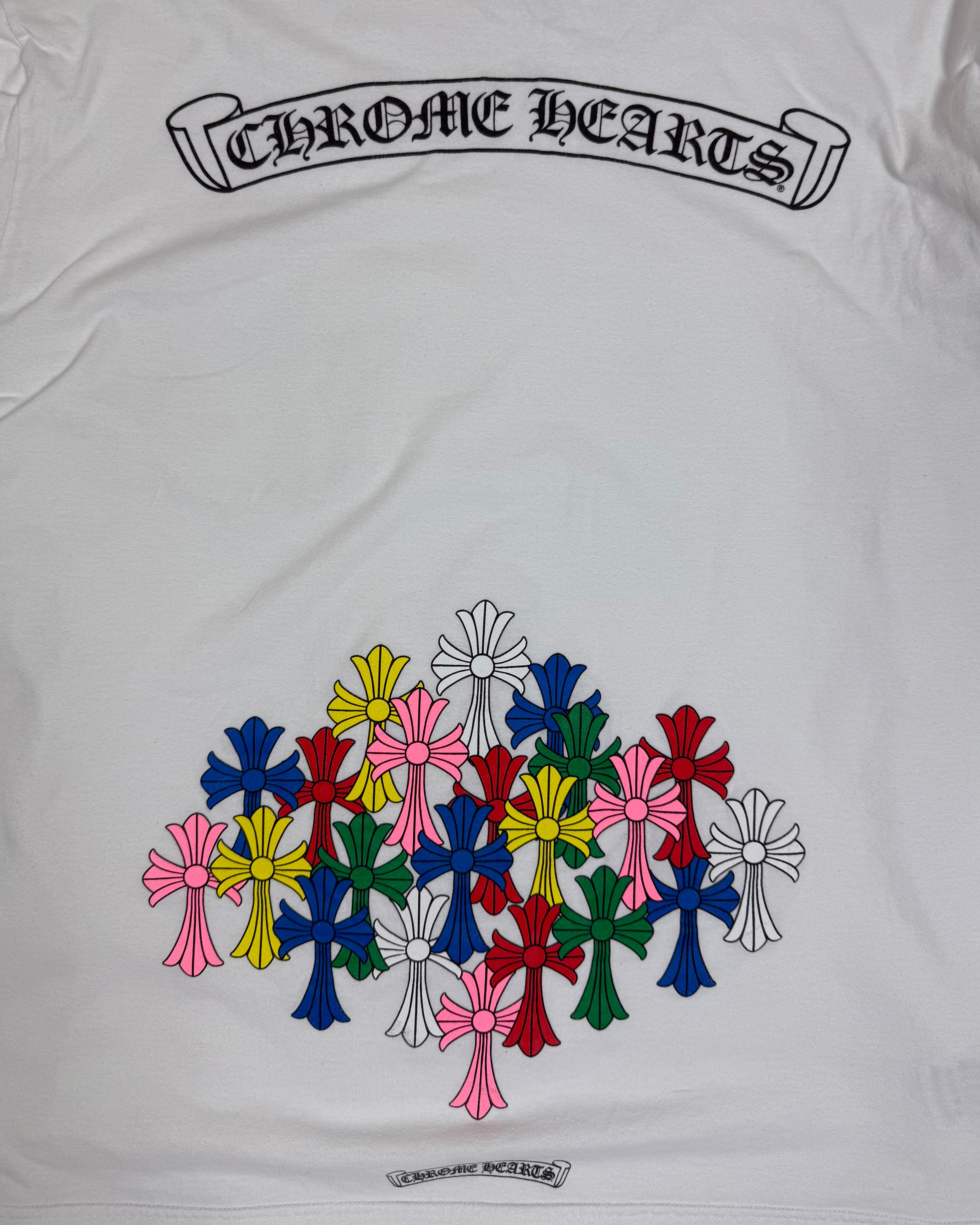 Chrome Hearts White Multi Color Cross Longsleeve