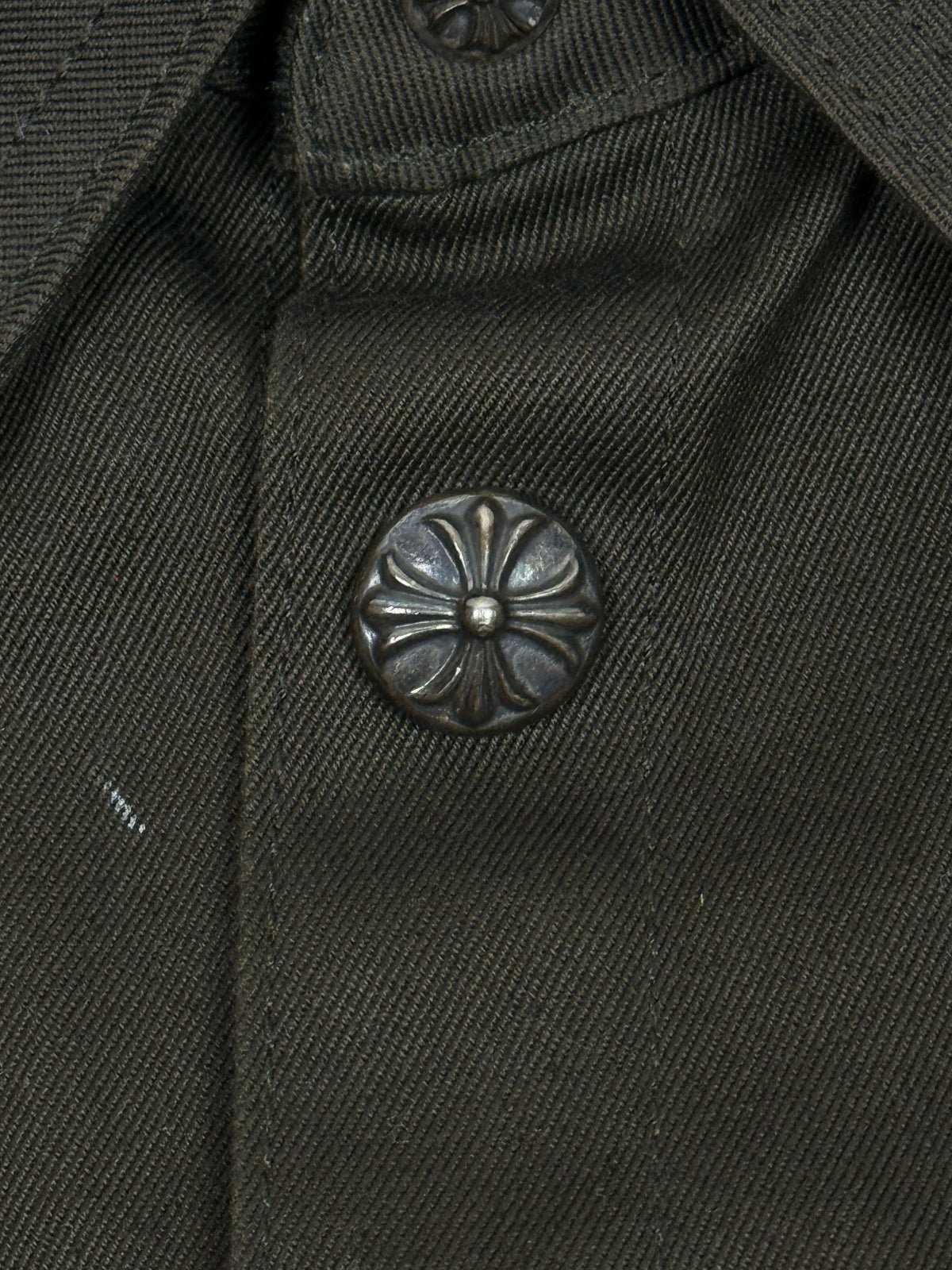 Chrome Hearts Work Dog Orange Leather Cross Patch Shirt Jacket