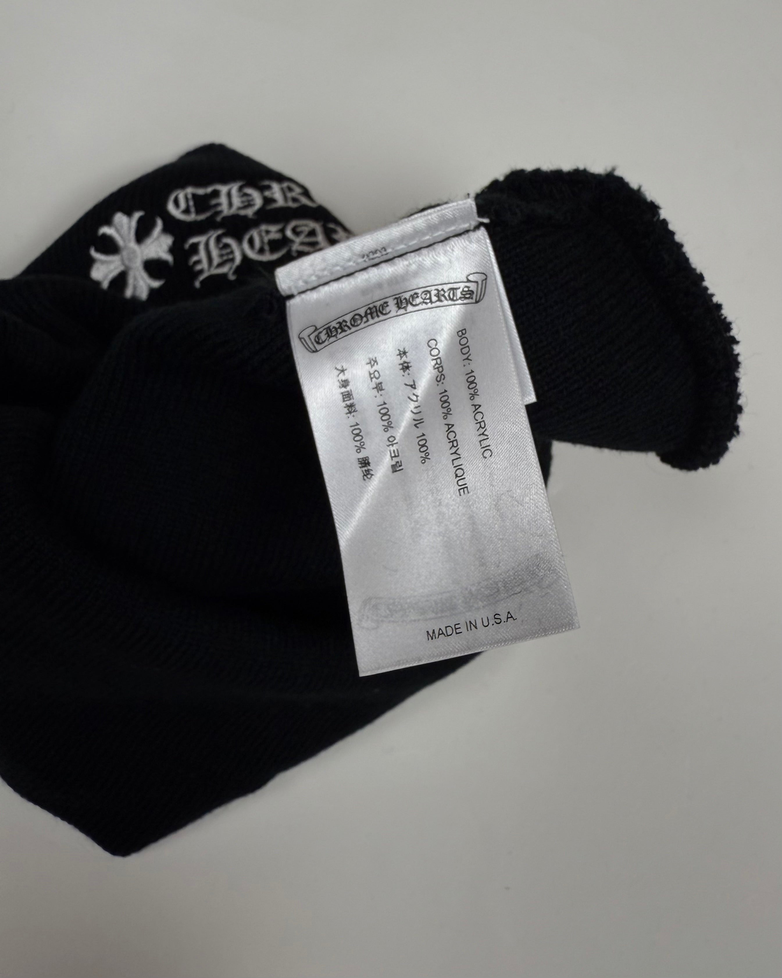 Chrome Hearts Black Spellout Beanie