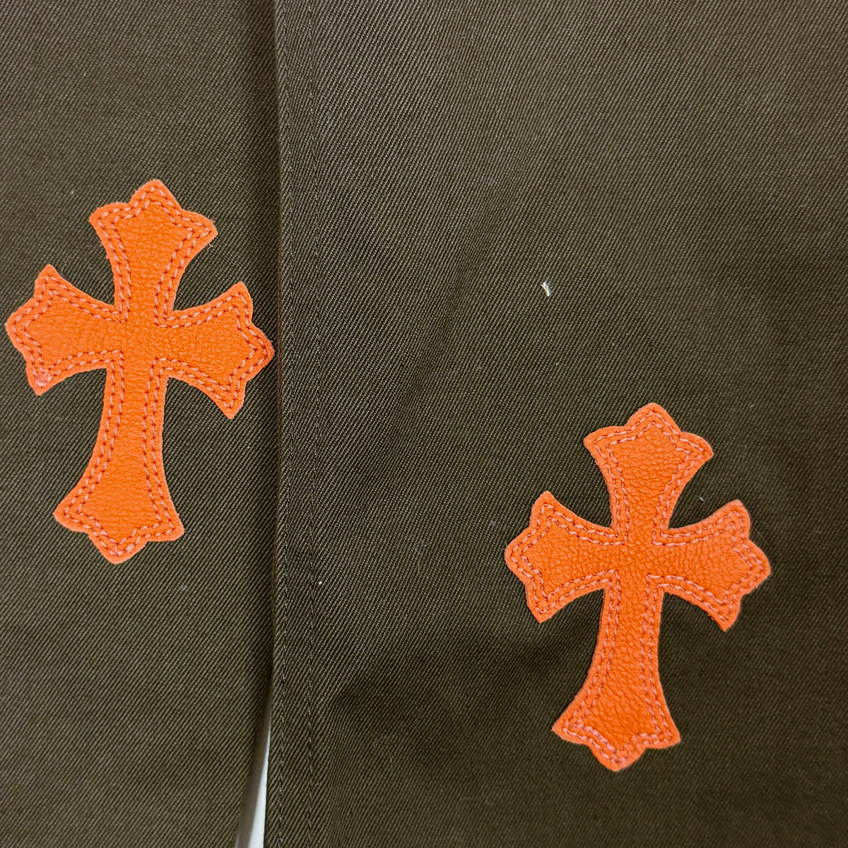 Chrome Hearts Work Dog Orange Leather Cross Patch Shirt Jacket