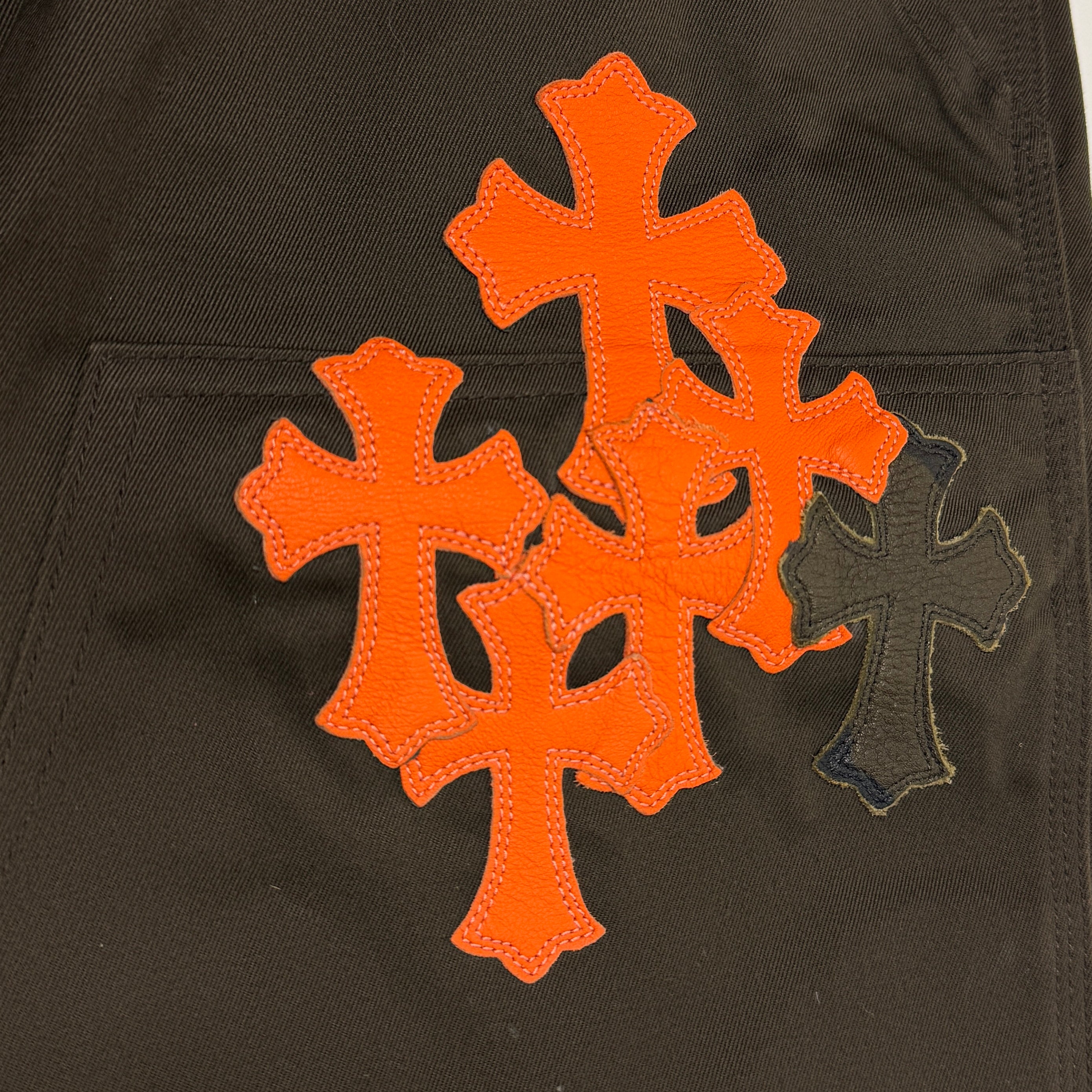 Chrome Hearts Brown Orange Cross Patch Carpenters Pants