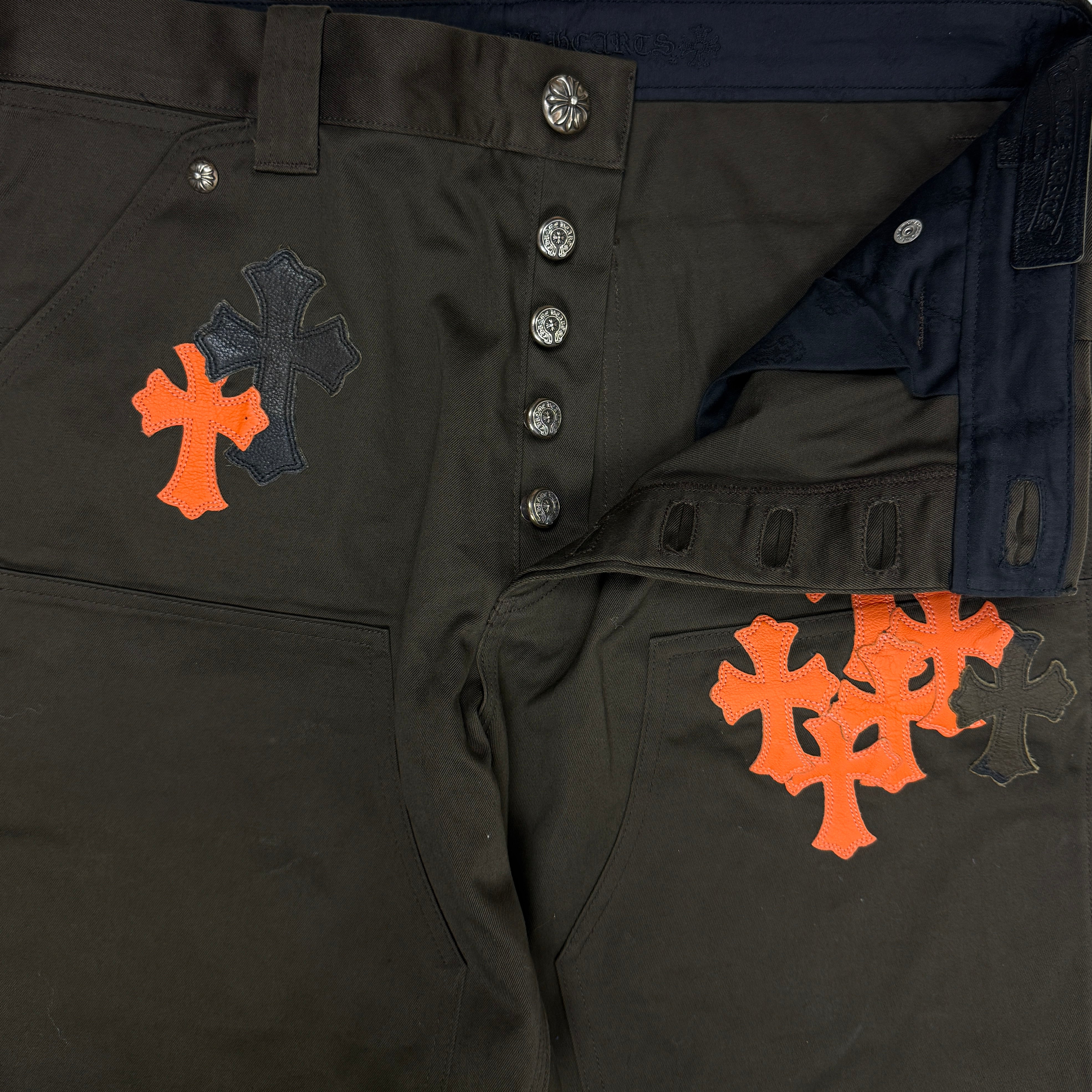 Chrome Hearts Brown Orange Cross Patch Carpenters Pants