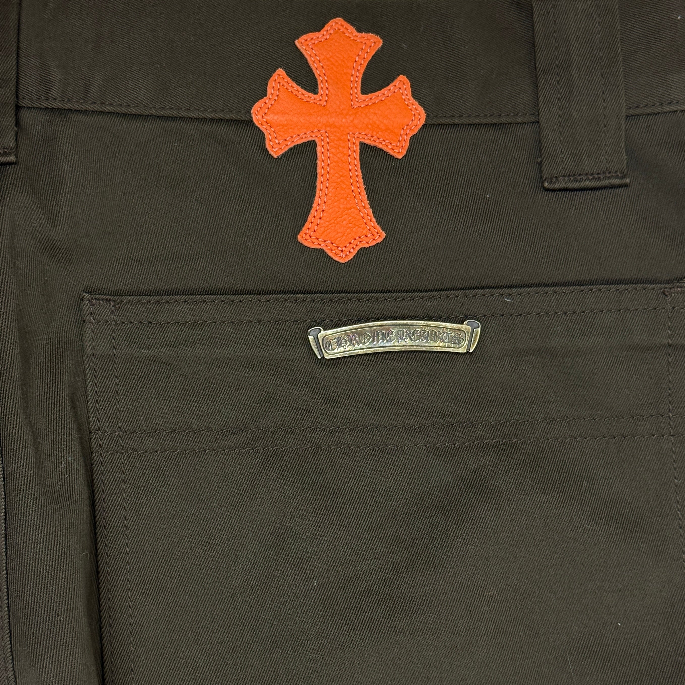Chrome Hearts Brown Orange Cross Patch Carpenters Pants