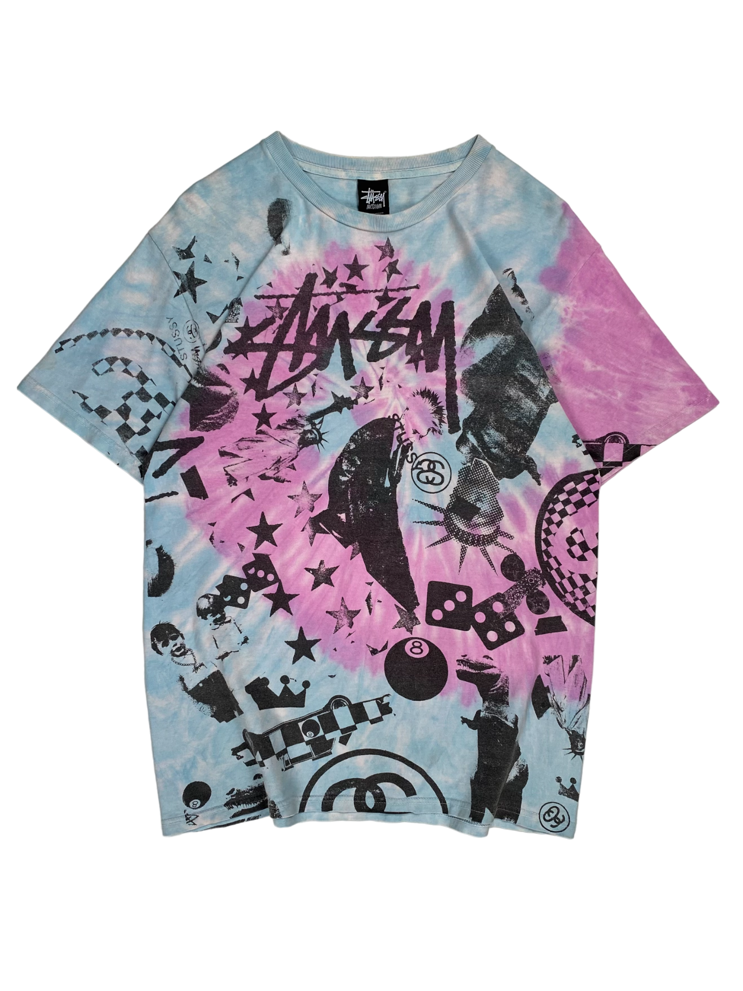 Stussy Vintage Pink Blue Tye Dye Tee