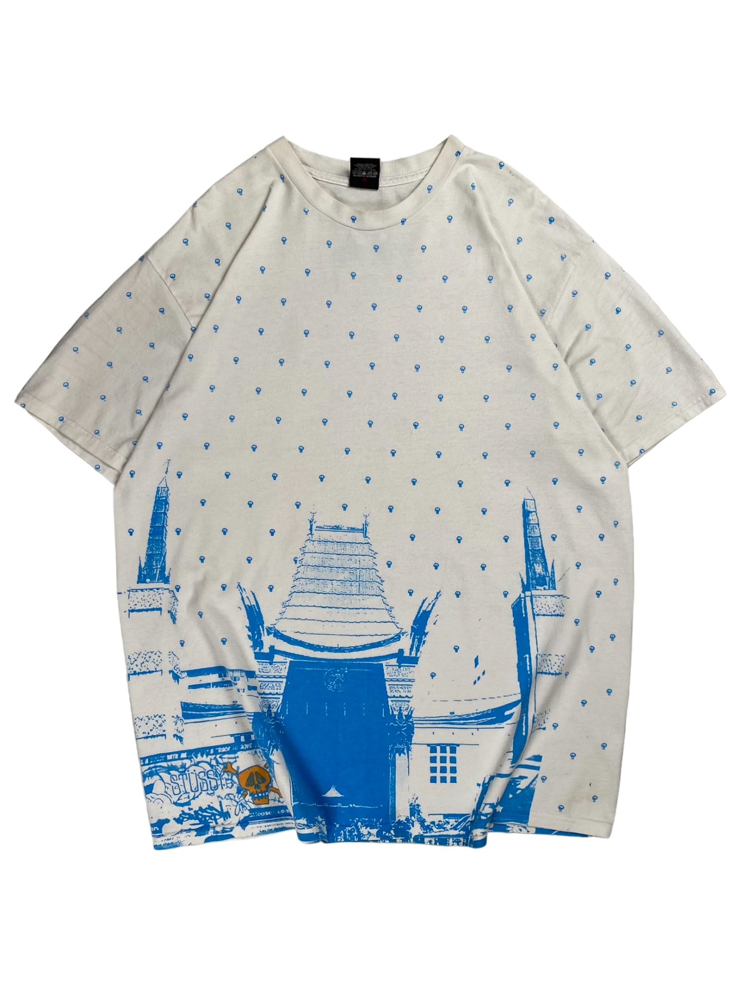 Stussy Vintage Blue White Logo Tee