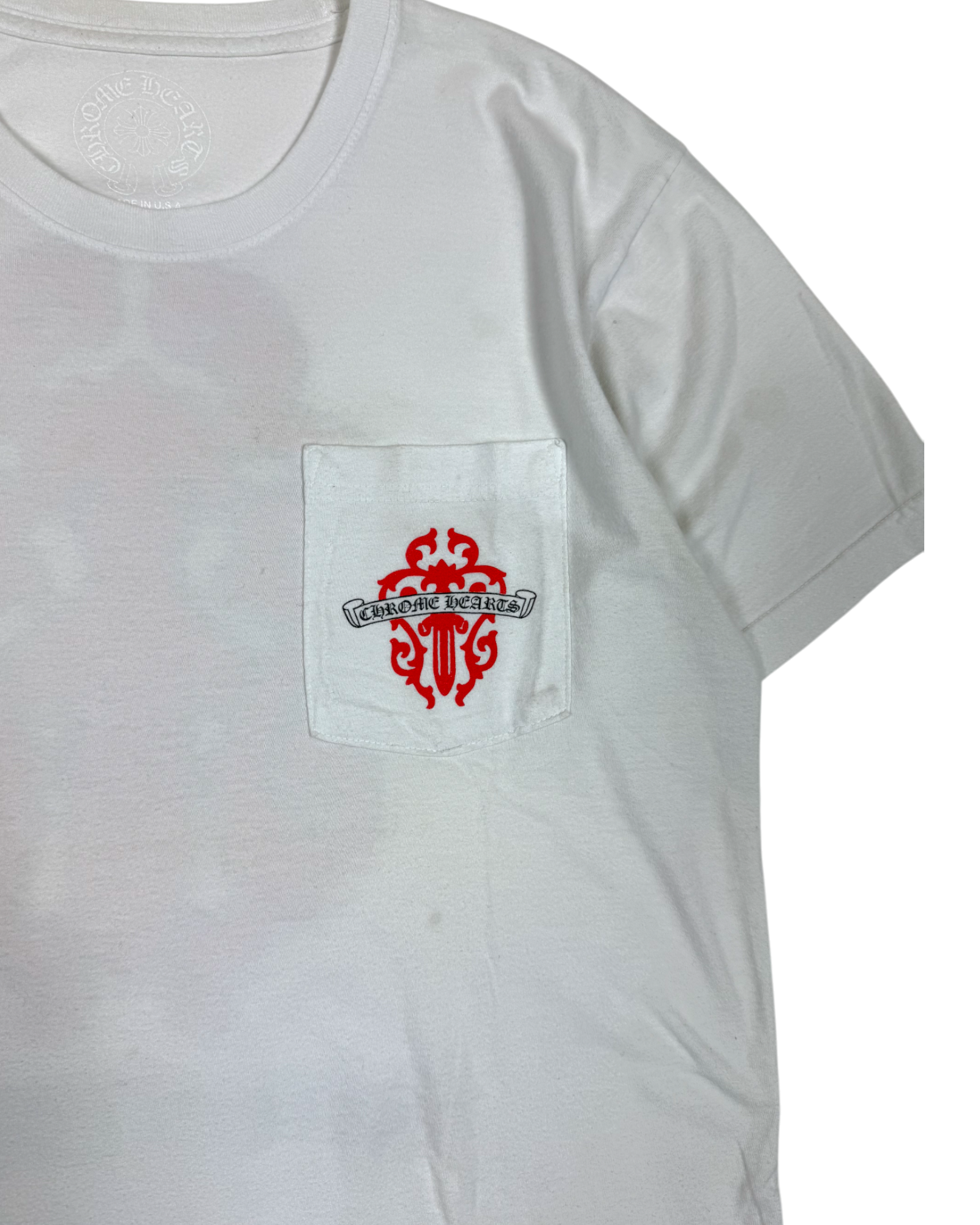 Chrome Hearts White Red Dagger Logo Tee