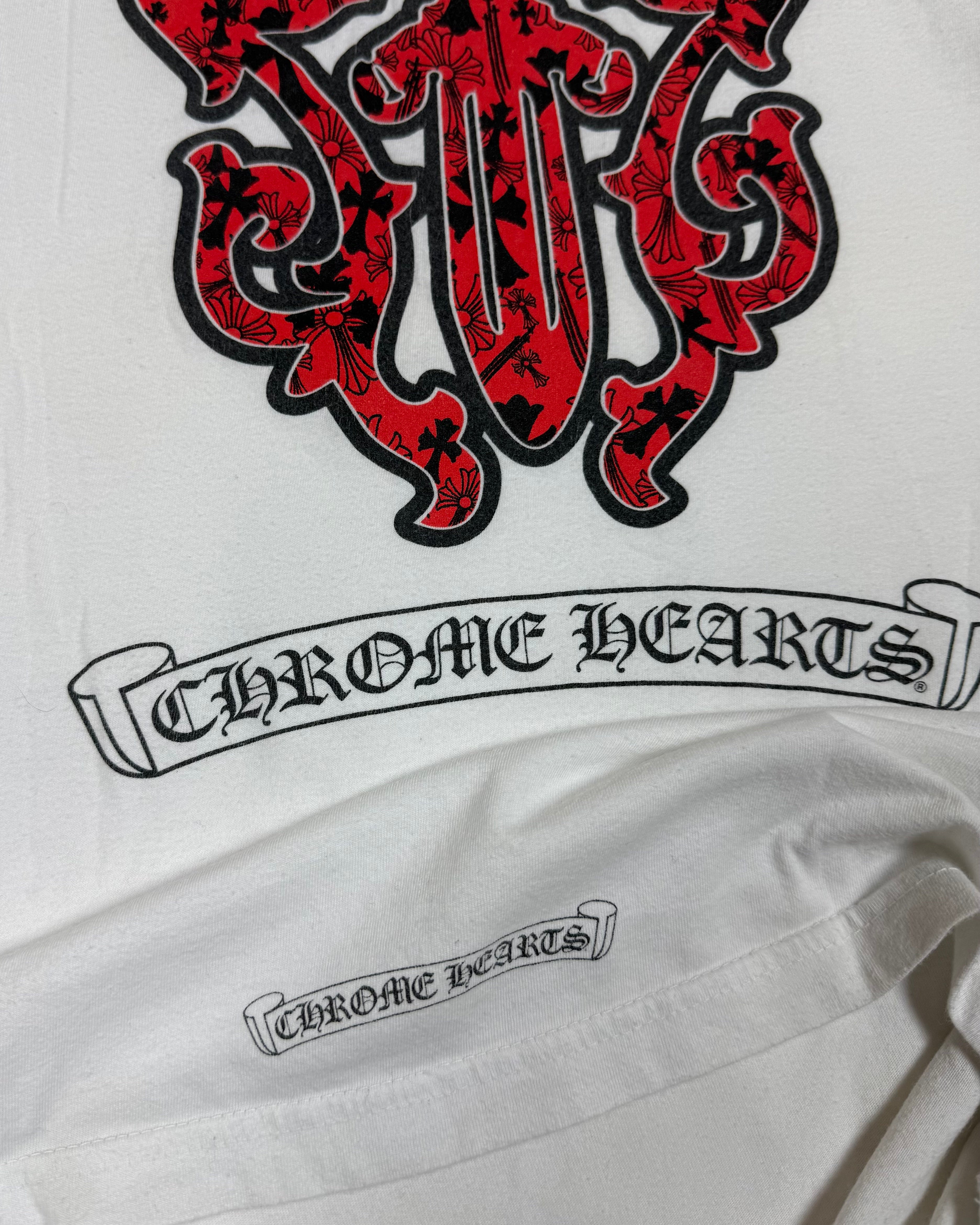 Chrome Hearts White Red Dagger Logo Tee