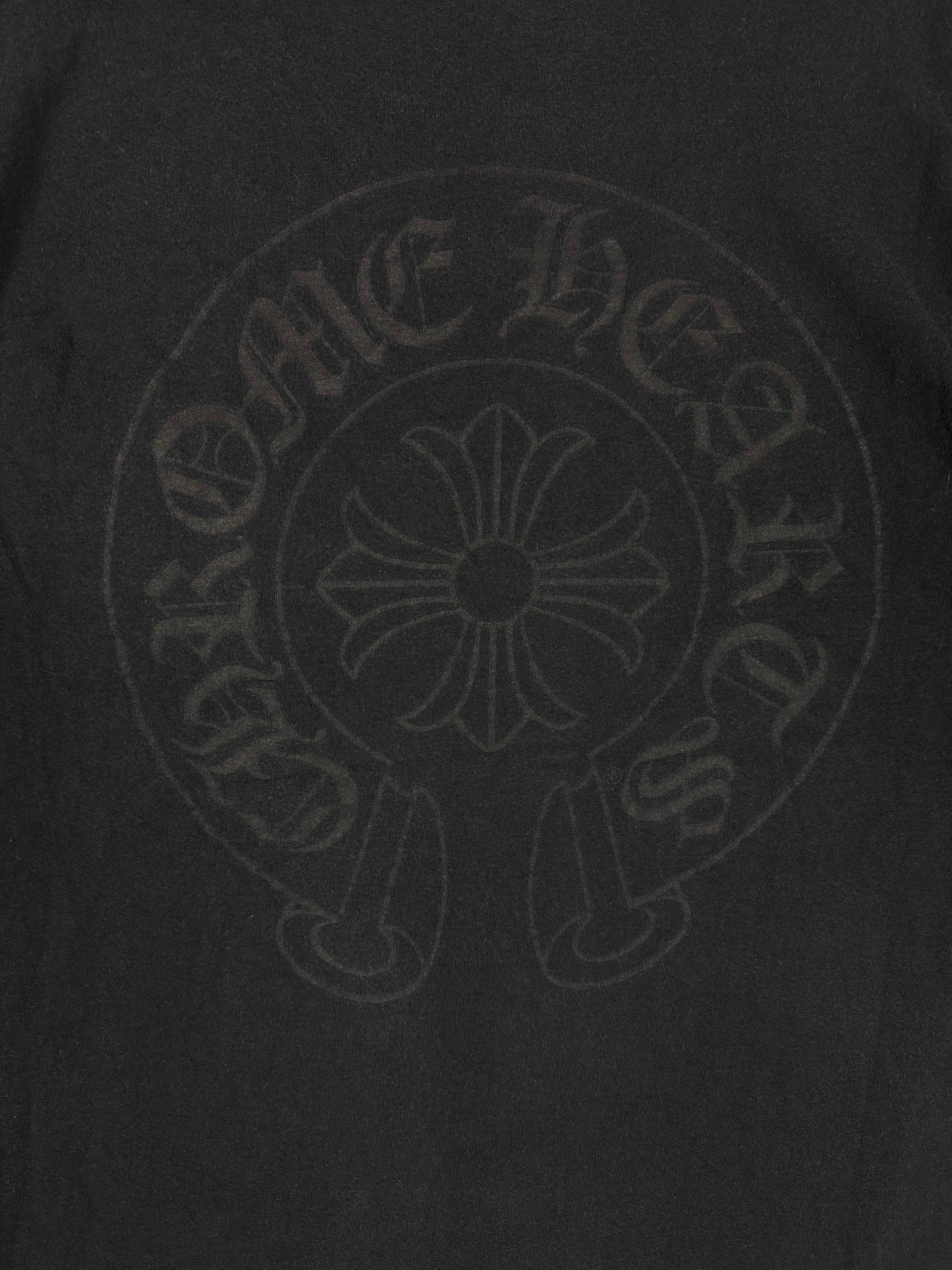 Chrome Hearts Black Horseshoe Gradient Script Logo Tee