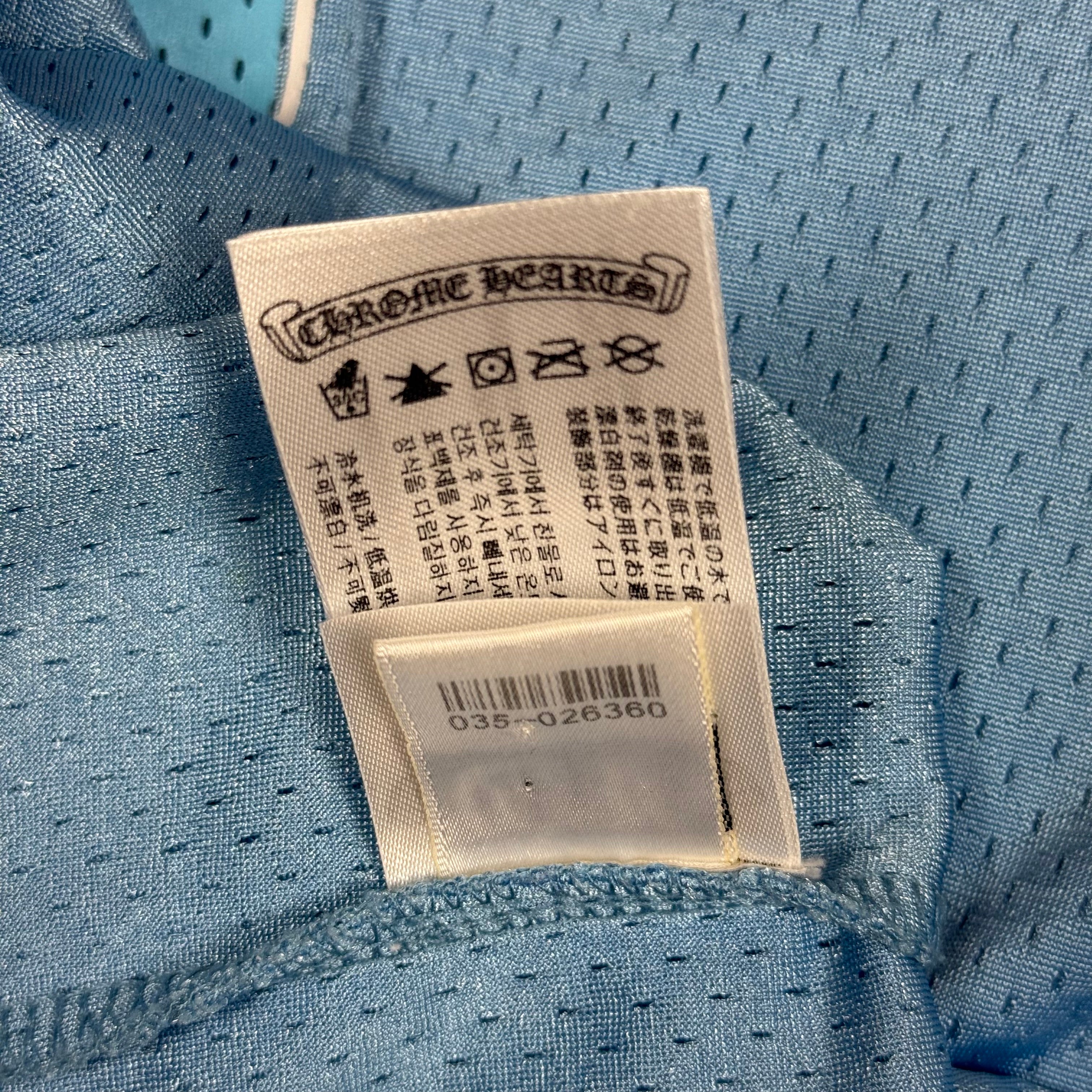 Chrome Hearts Baby Blue Mesh Stadium Football Jersey
