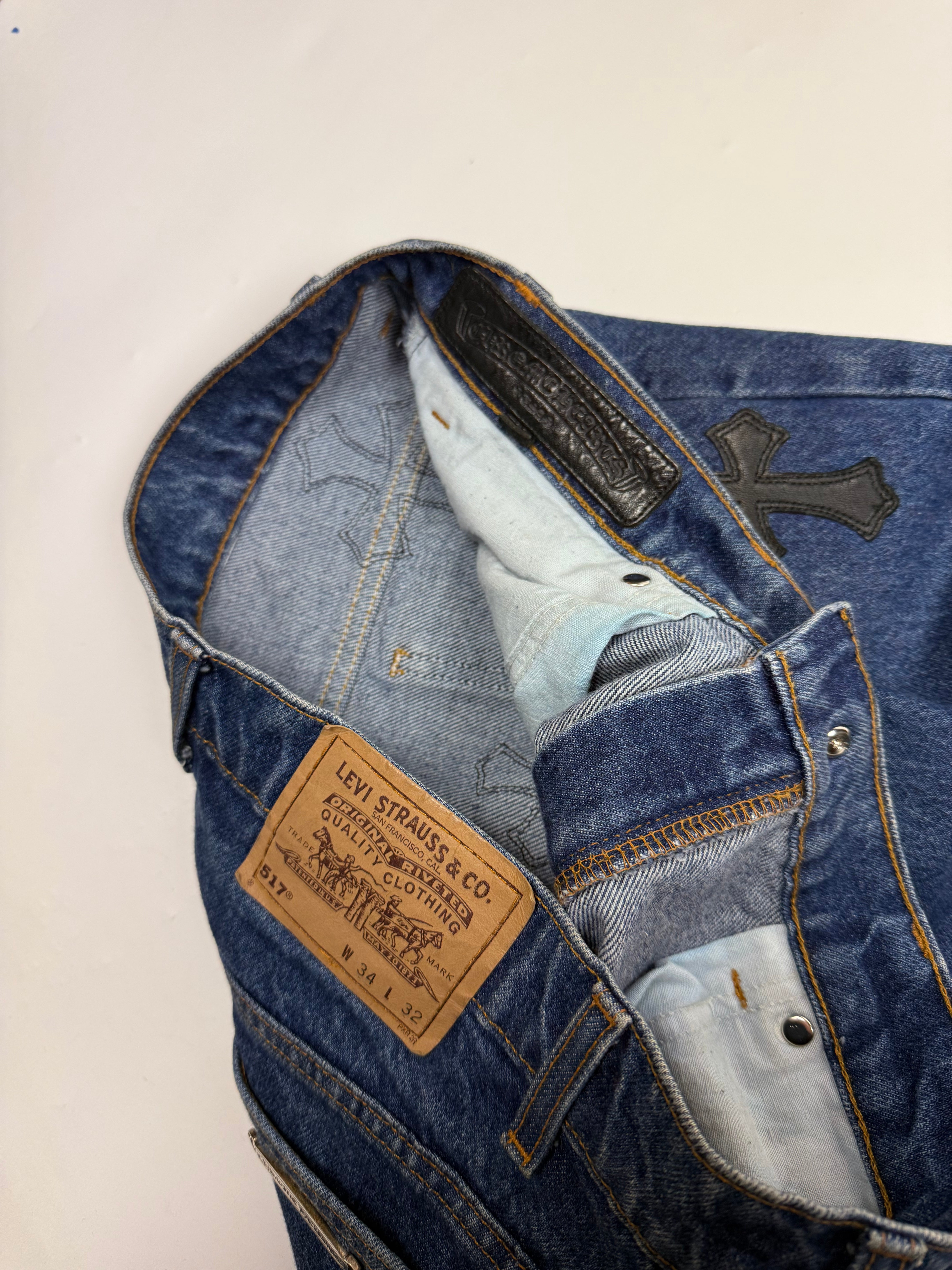 Chrome Hearts Cross Patch Levi's 517 Blue Jeans
