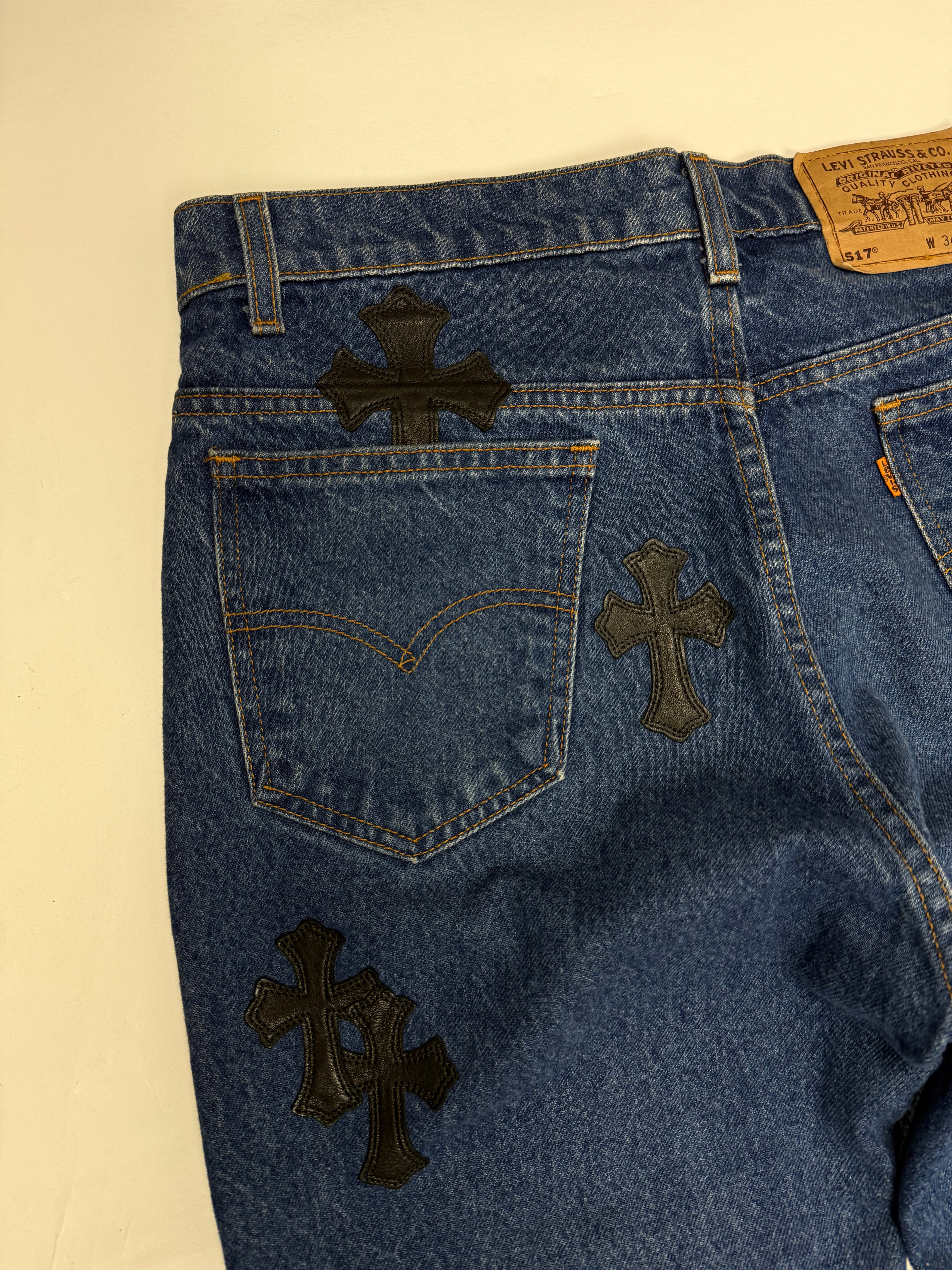 Chrome Hearts Cross Patch Levi's 517 Blue Jeans