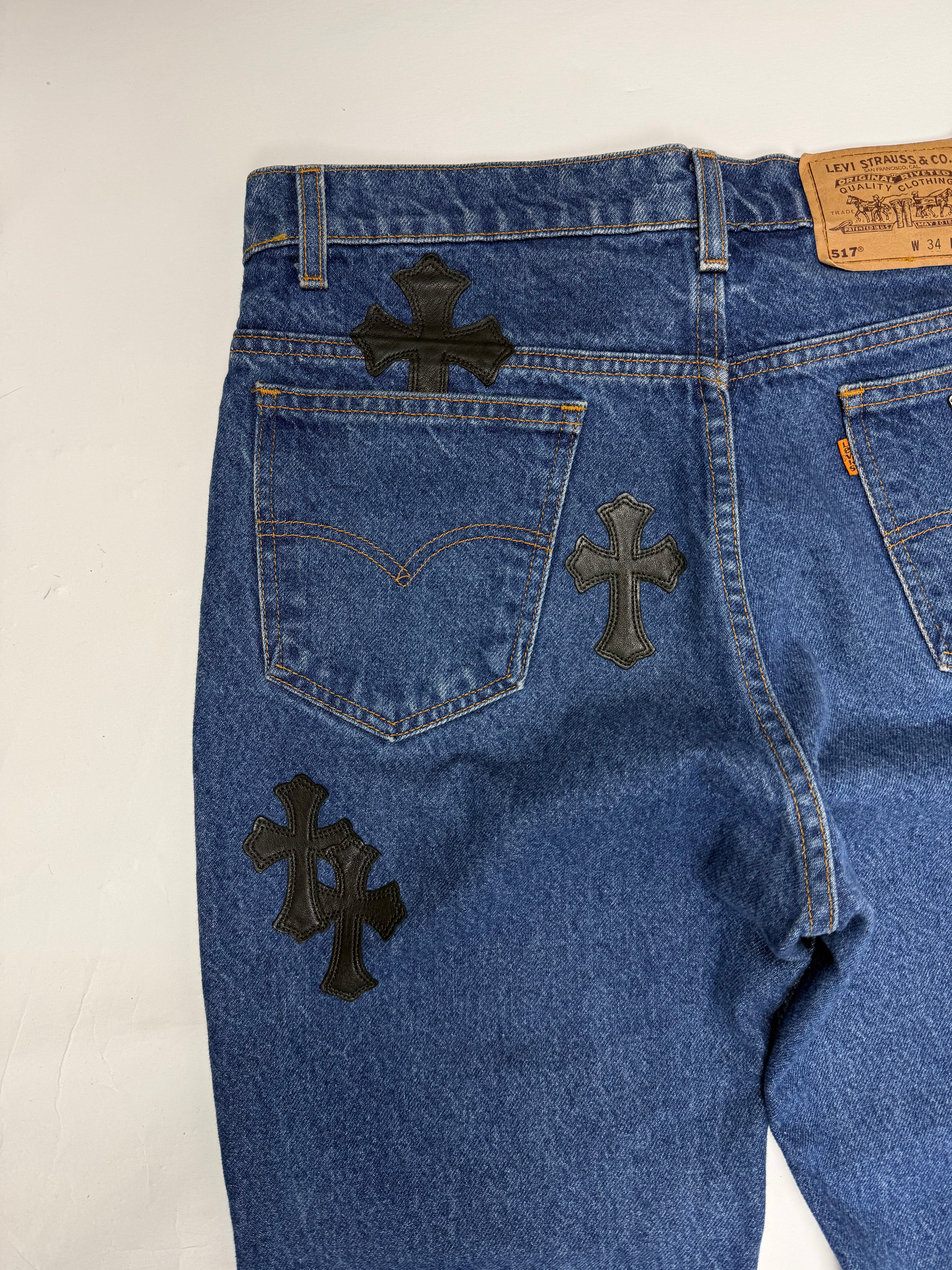 Chrome Hearts Cross Patch Levi's 517 Blue Jeans