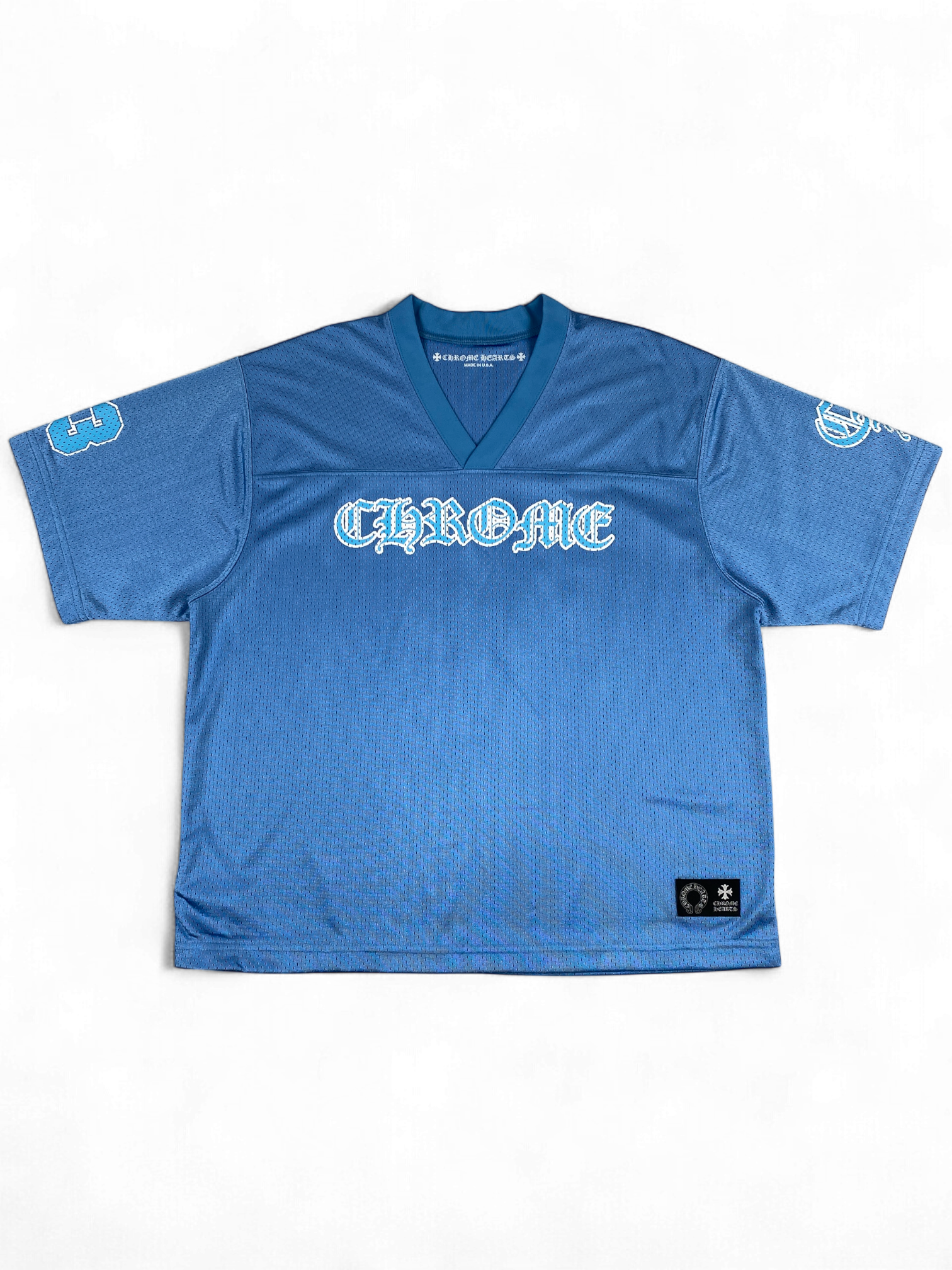 Chrome Hearts Baby Blue Mesh Stadium Football Jersey