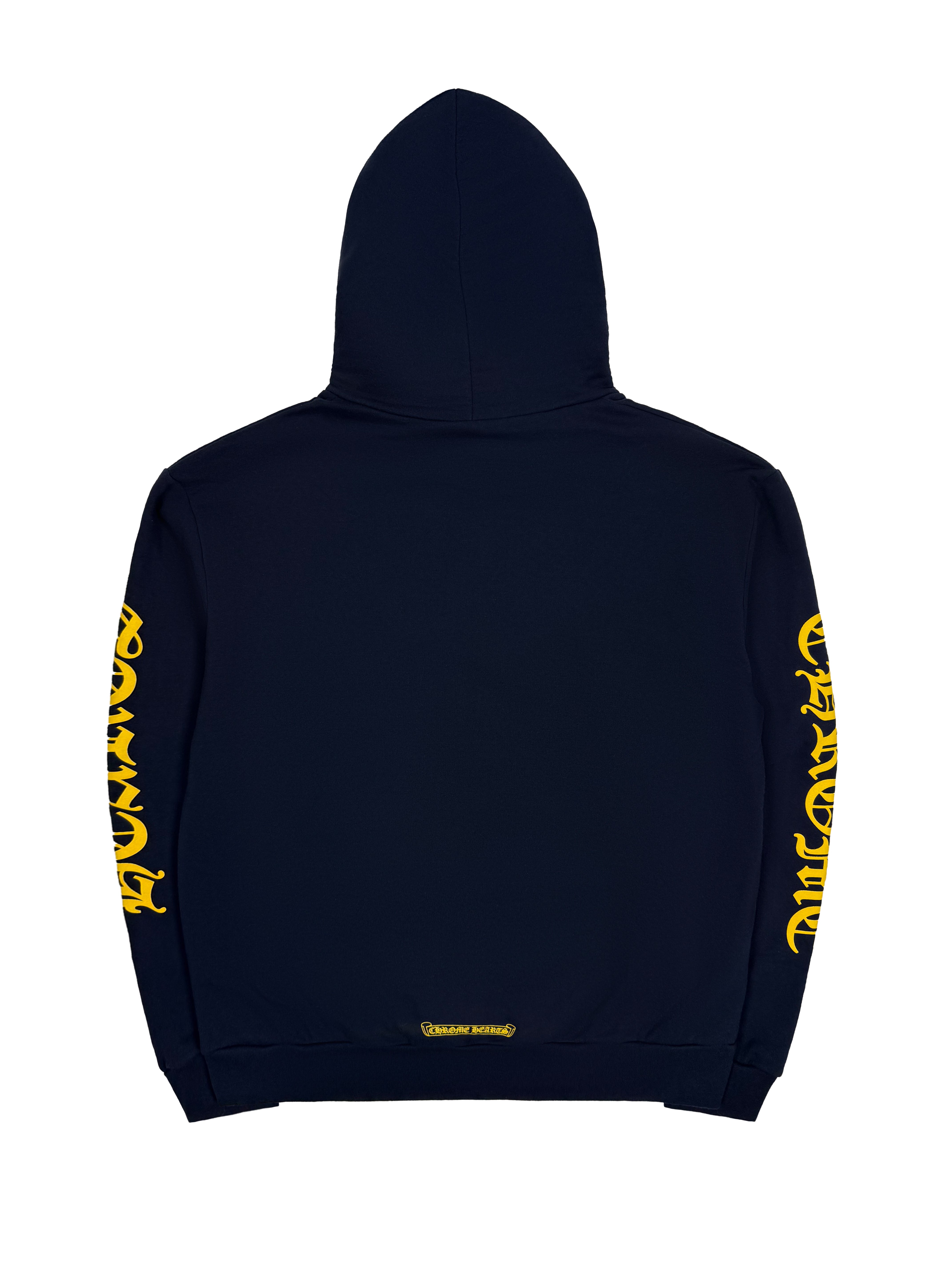Chrome Hearts T-Bar Vertical Logo Navy Blue Yellow Hoodie