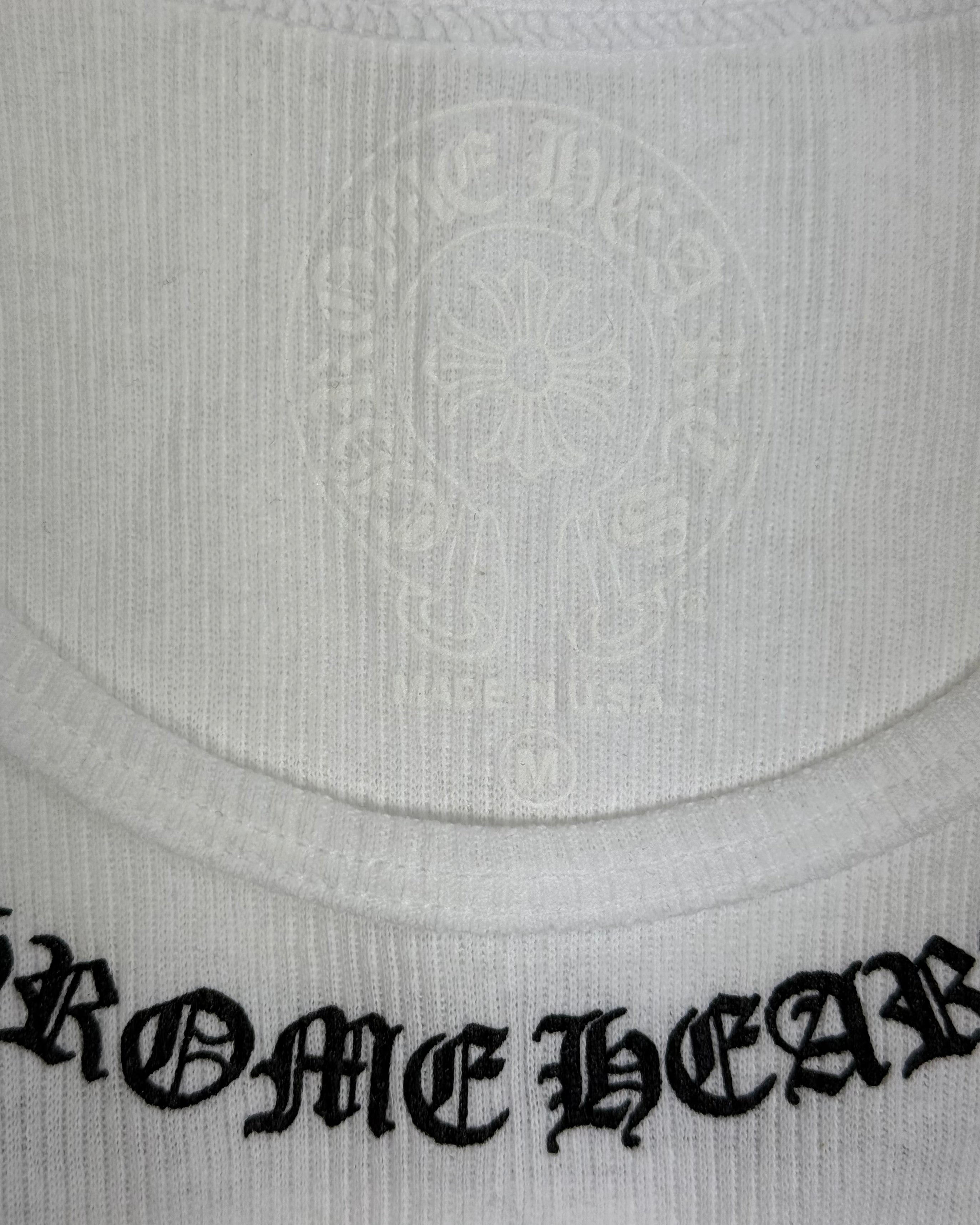 Chrome Hearts White Scroll Neck Logo Rib Tank Top